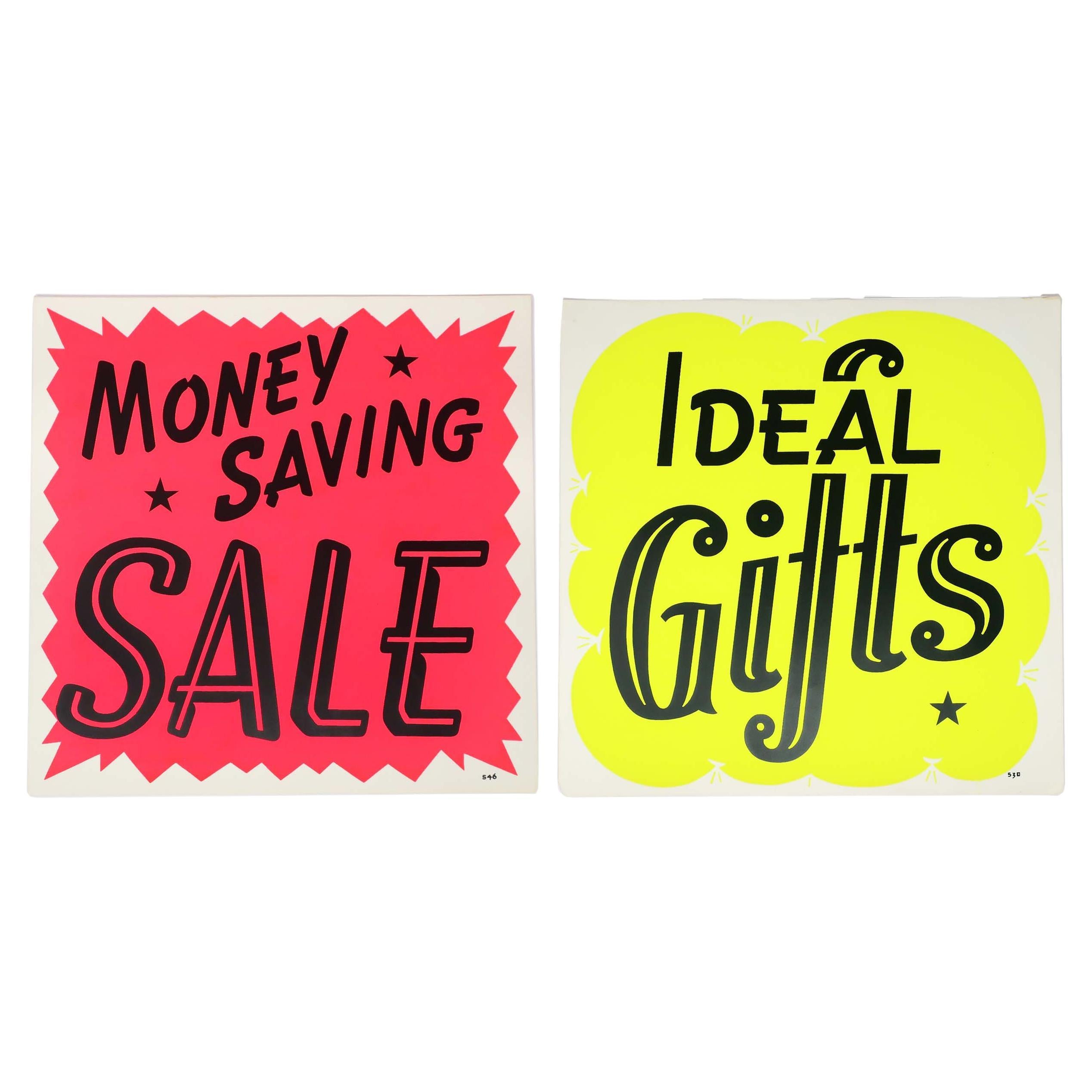 Pair of 1960s Screen Printed Trade Signs For Sale
