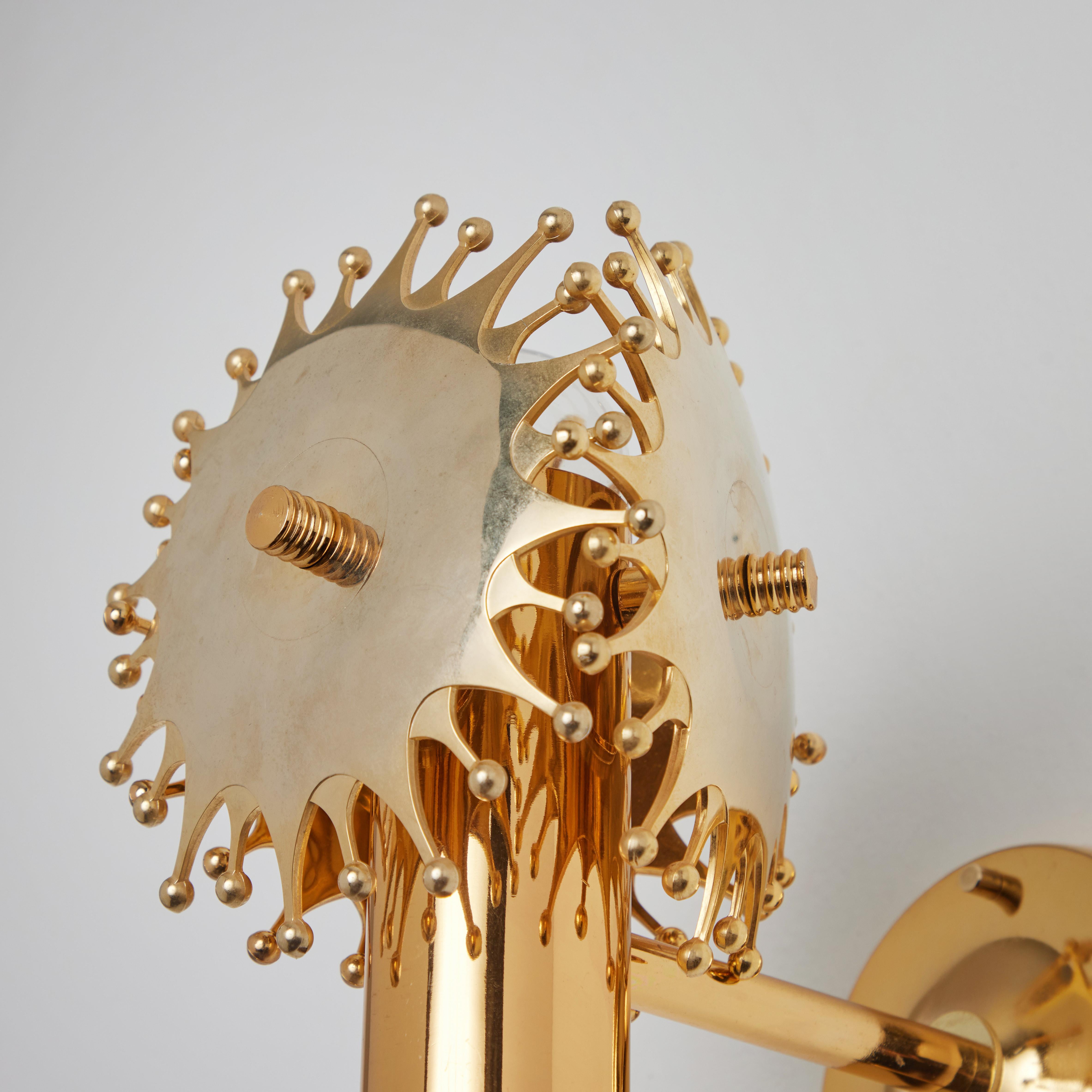 Pair of 1960s Sculptural Brass Wall Lamps by Armatur Hantverk Tibro, Sweden For Sale 8
