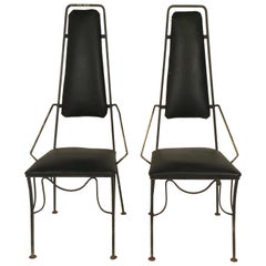 Pair of 1960s Sculptural Iron Side Chairs