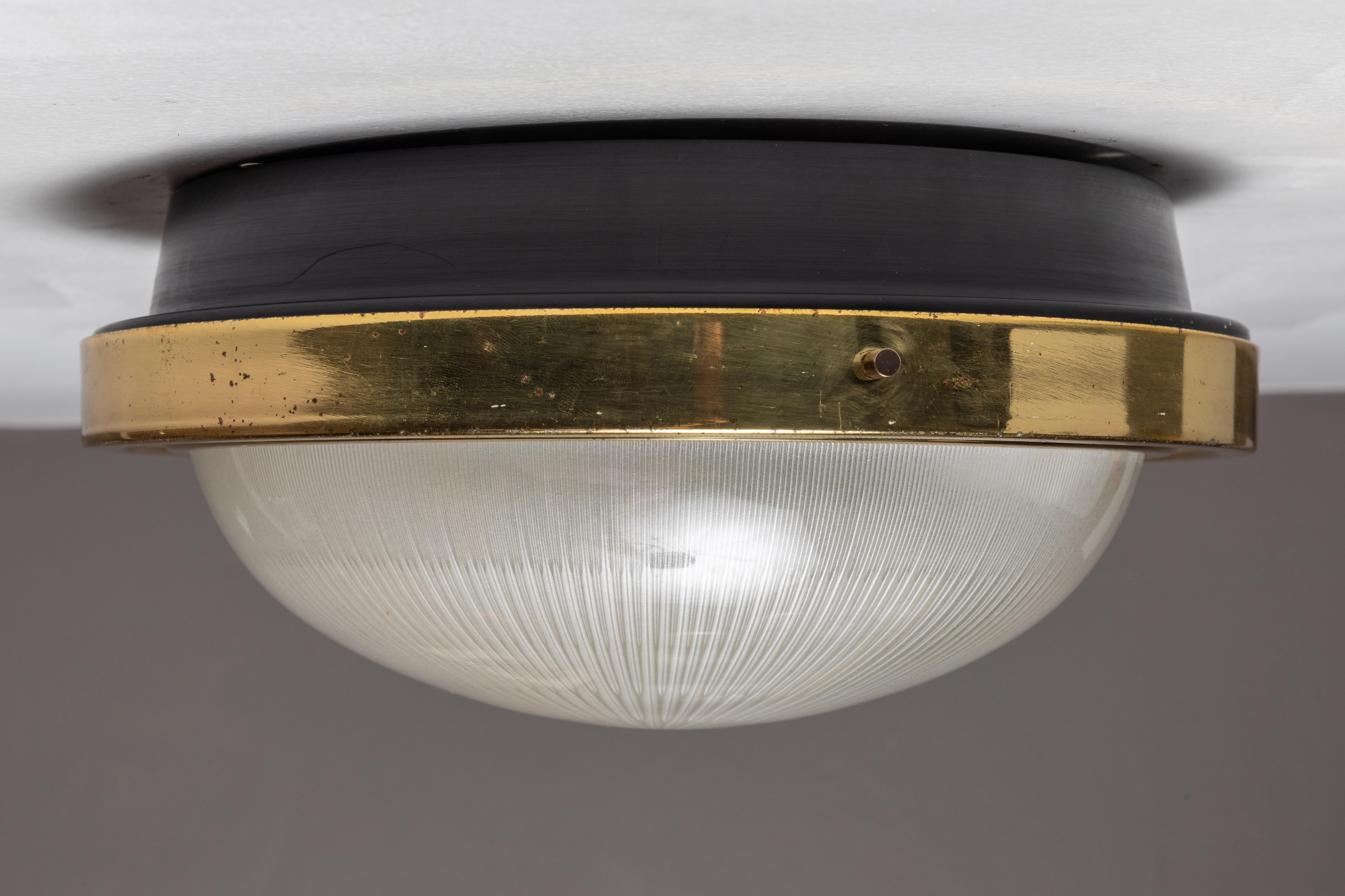 Mid-20th Century Pair of 1960s Sergio Mazza Brass and Glass Wall or Ceiling Lights for Artemide For Sale
