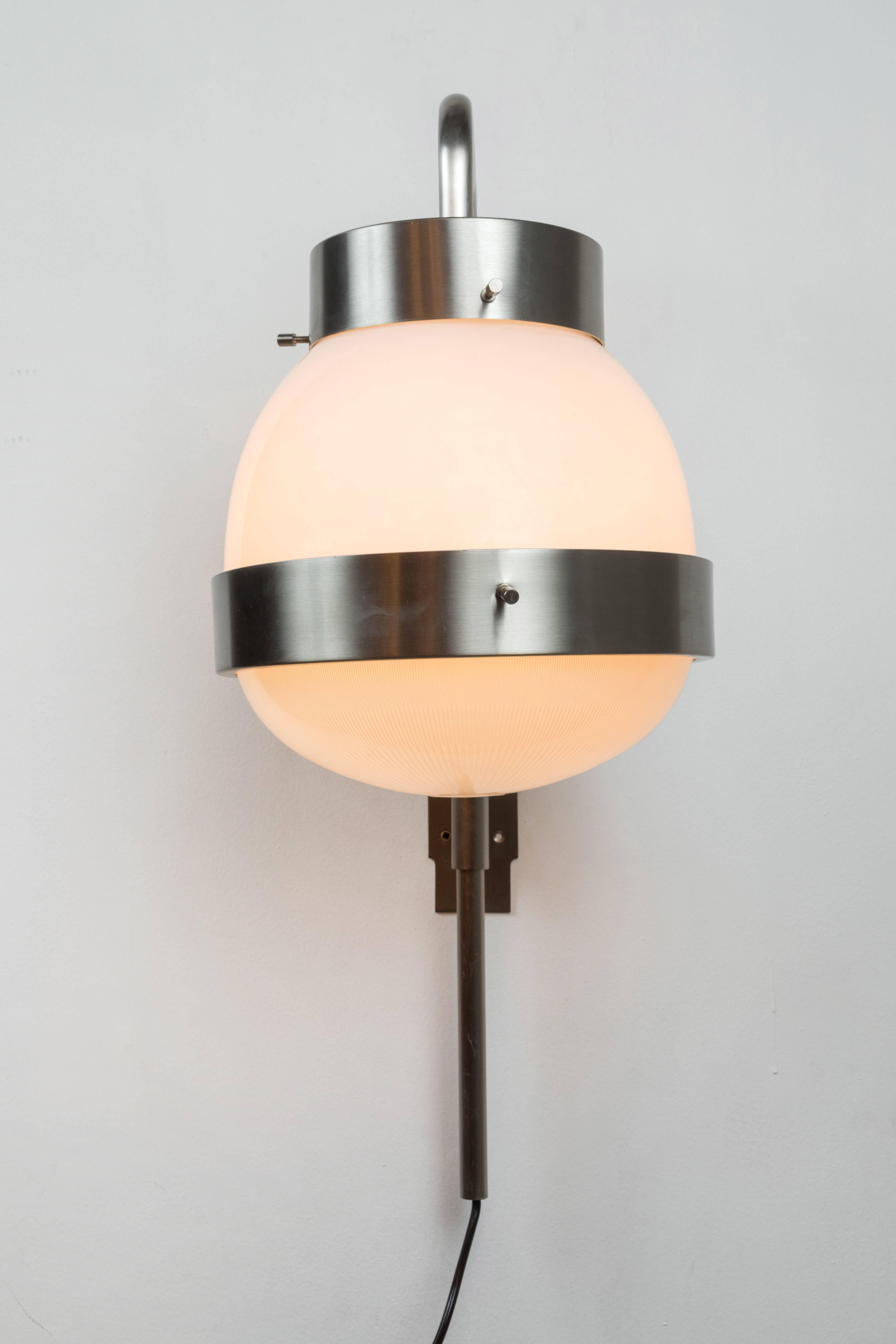 Brushed Pair of 1960s Sergio Mazza 'Delta' Wall Lights for Artemide
