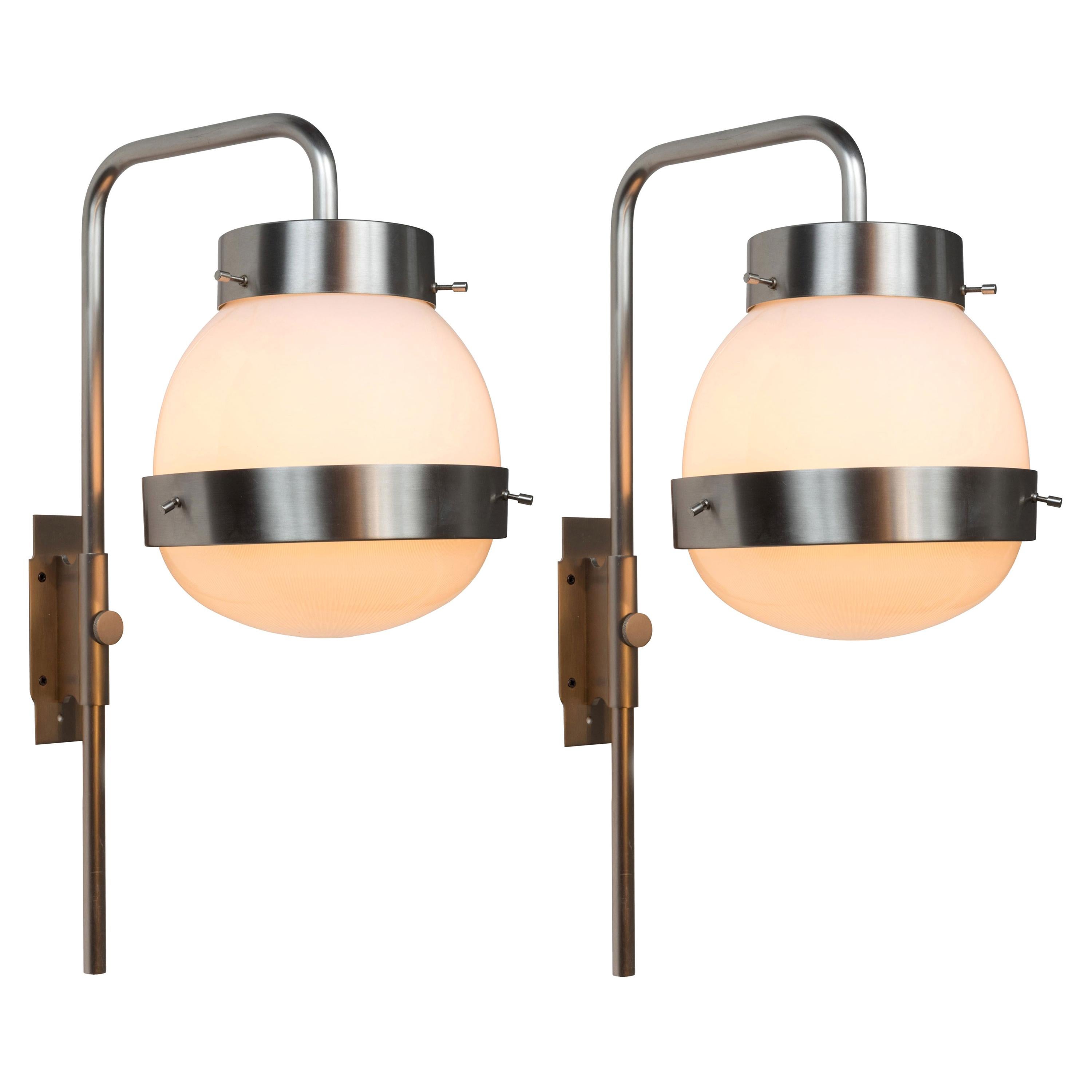 Pair of 1960s Sergio Mazza 'Delta' Wall Lights for Artemide For Sale