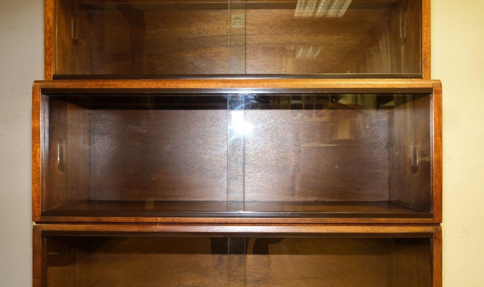 PAIR OF 1960'S SIMPLEX HARDWOOD FULL SIZED LIBRARY STACKING BOOKCASES FiVE PIECE 4