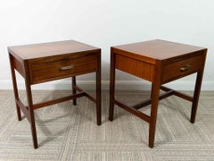 Pair of 1960s Single Drawer Walnut Bedside Tables Heals of London