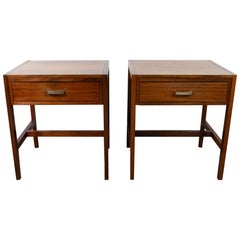 Pair of 1960s Single Drawer Walnut Bedside Tables Heals of London