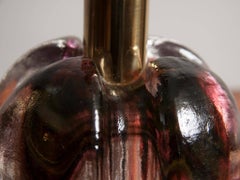 Pair of 1960s Small German Glashütte Limburg Rocket Purple Glass Table Lamps