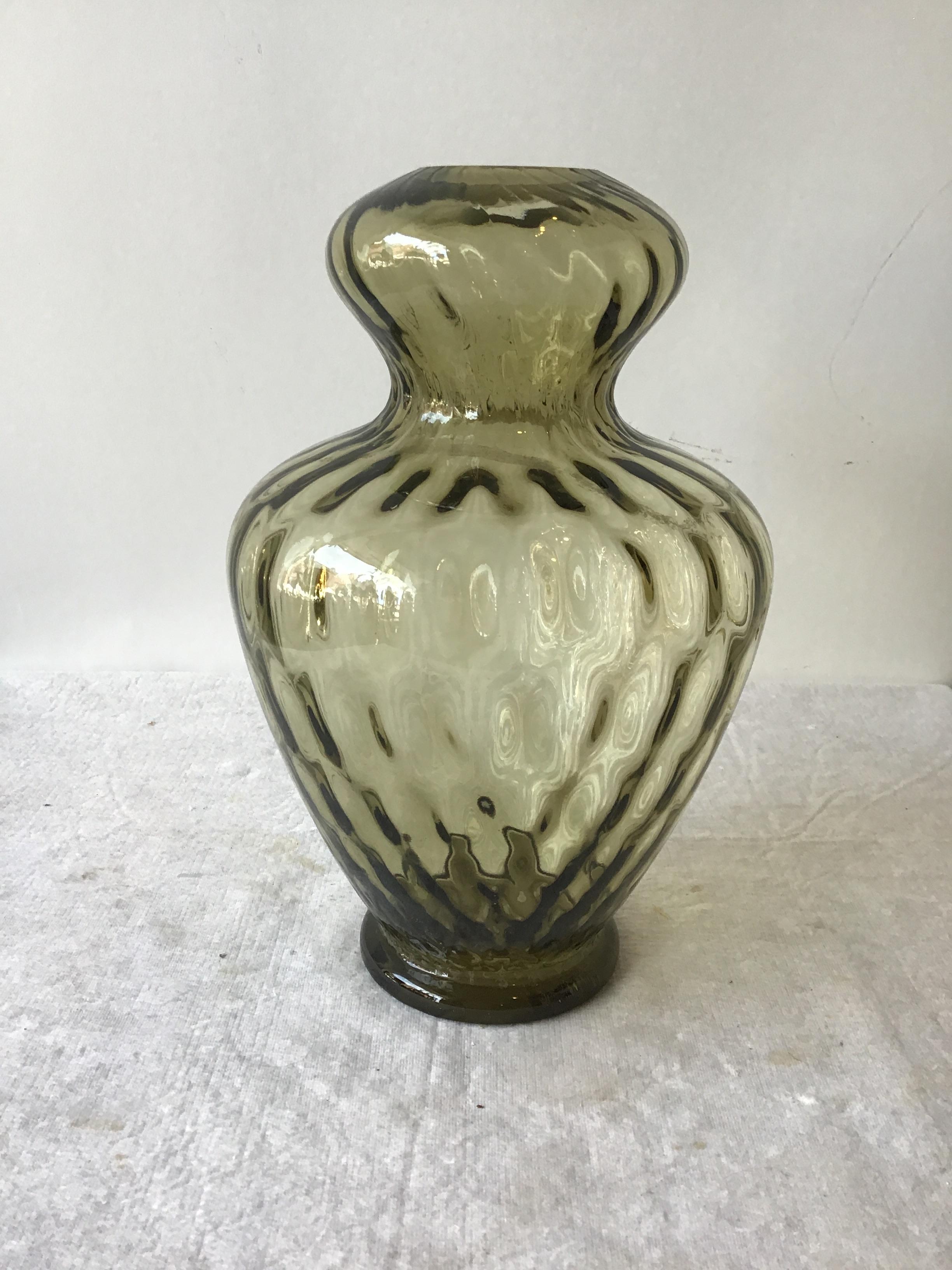 Mid-20th Century Pair of 1960s Smoked Olive Murano Lamps by Balboa For Sale
