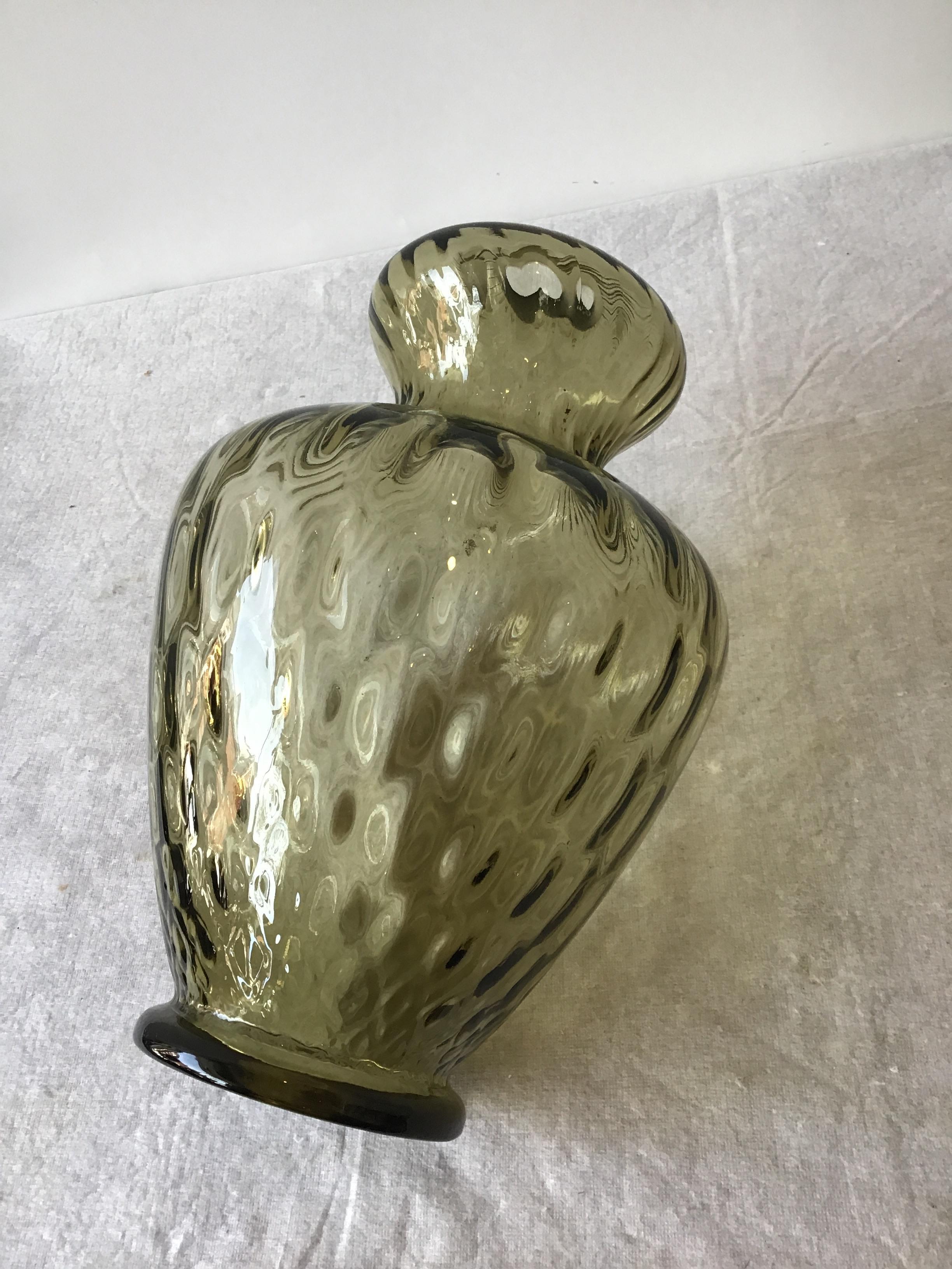 Pair of 1960s Smoked Olive Murano Lamps by Balboa For Sale 1