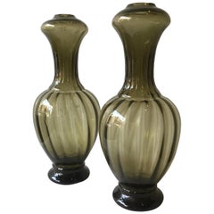 Pair of 1960s Smokey Olive Murano Lamps by Balboa 6