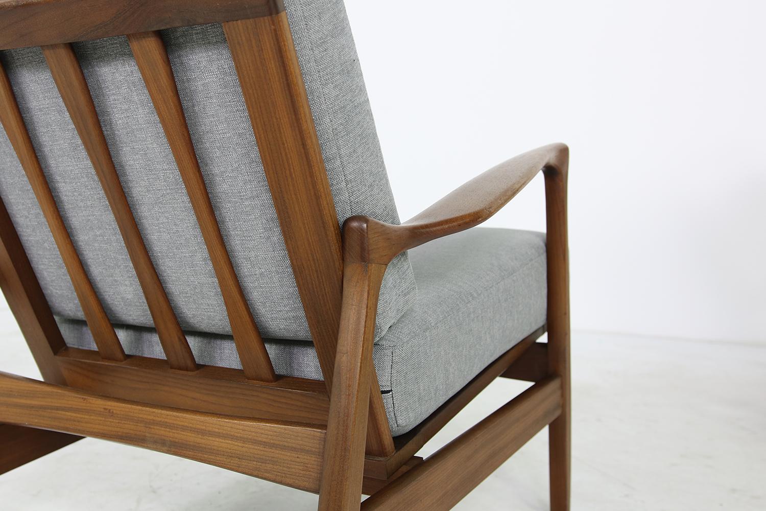 Mid-Century Modern Pair of 1960s Solid Teak Easy Chairs, Organic Shape Lounge Chairs, Danish Modern