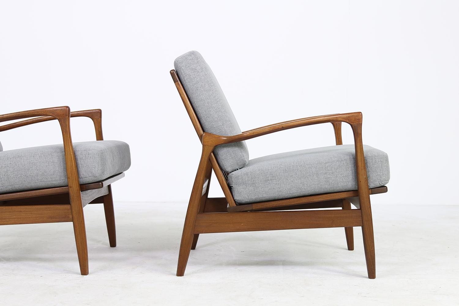 Pair of 1960s Solid Teak Easy Chairs, Organic Shape Lounge Chairs, Danish Modern In Excellent Condition In Hamminkeln, DE