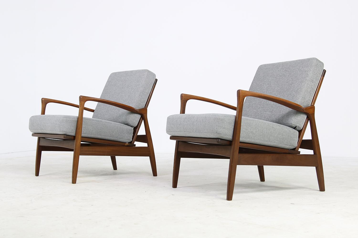 Mid-20th Century Pair of 1960s Solid Teak Easy Chairs, Organic Shape Lounge Chairs, Danish Modern