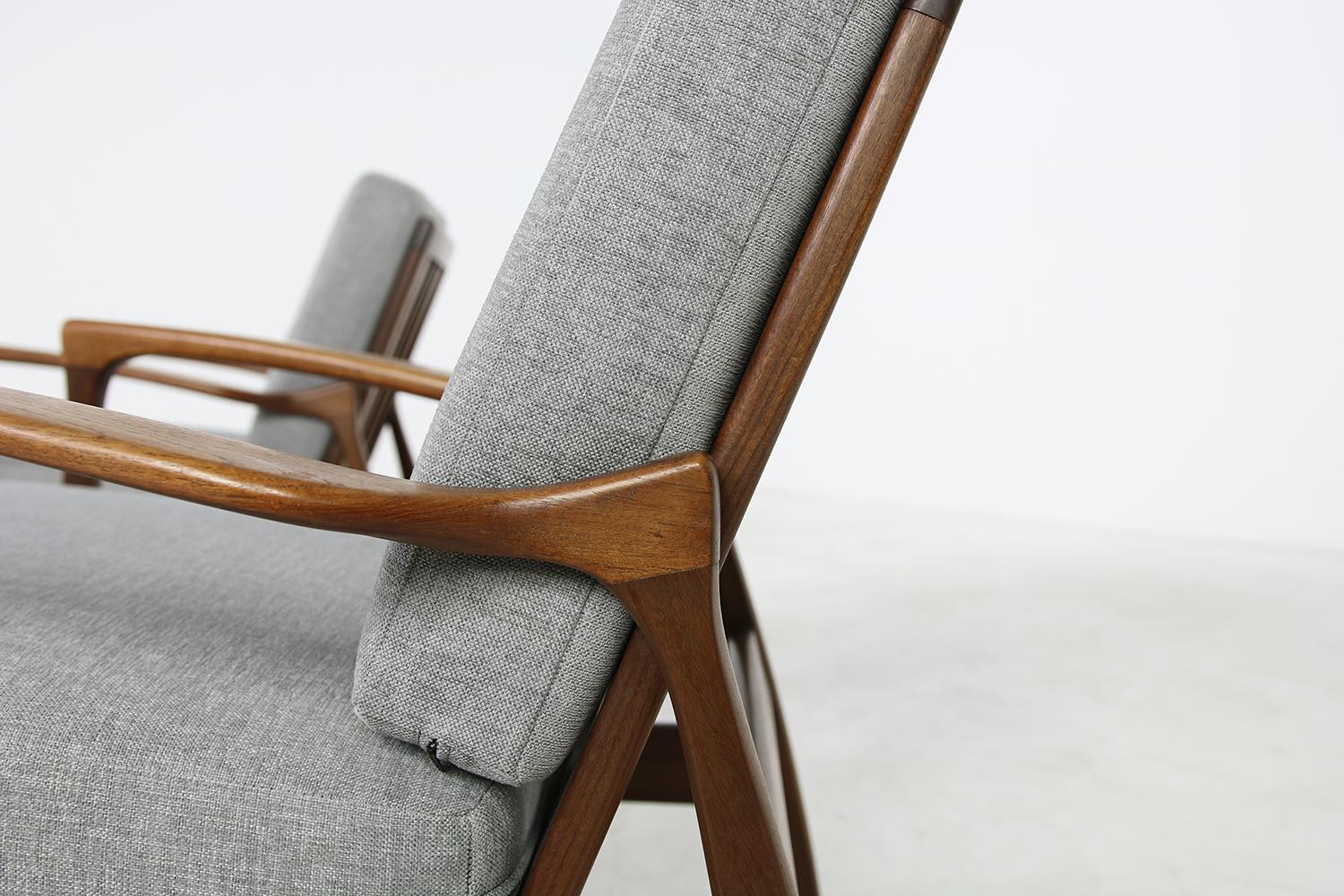 Pair of 1960s Solid Teak Easy Chairs, Organic Shape Lounge Chairs, Danish Modern 2