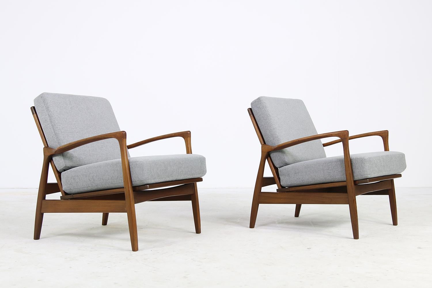 Pair of 1960s Solid Teak Easy Chairs, Organic Shape Lounge Chairs, Danish Modern 3