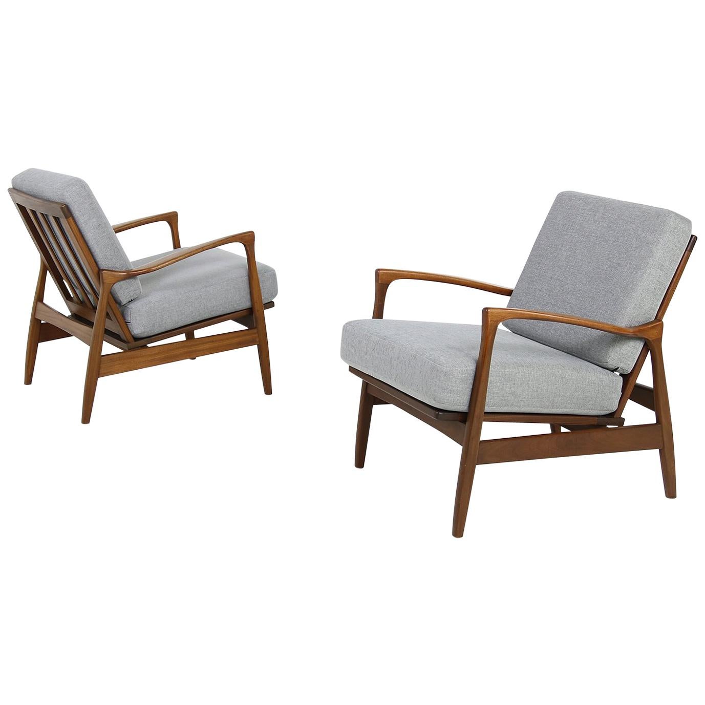 Pair of 1960s Solid Teak Easy Chairs, Organic Shape Lounge Chairs, Danish Modern