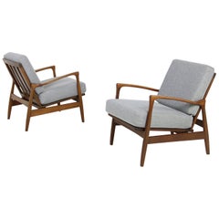 Pair of 1960s Solid Teak Easy Chairs, Organic Shape Lounge Chairs, Danish Modern