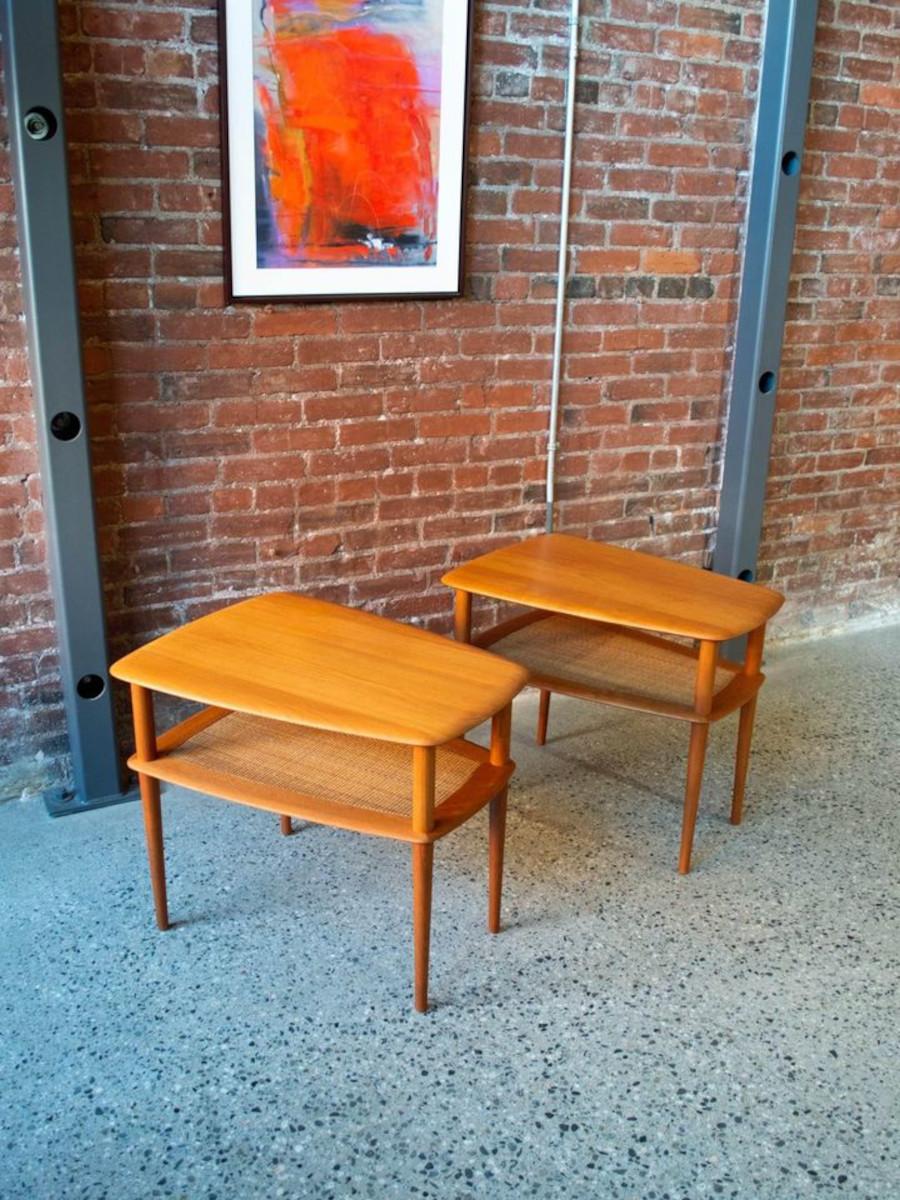 Pair of 1960s Solid Teak Side  End Tables by Peter Hvidt 2