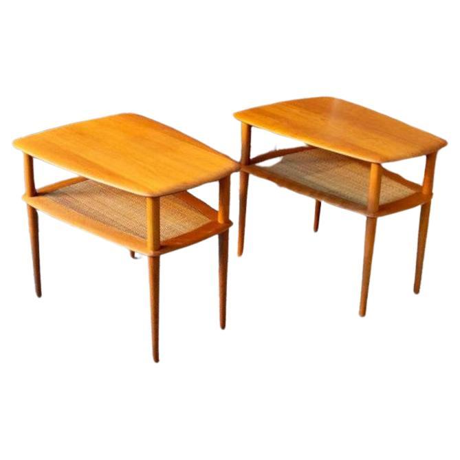 Pair of 1960s Solid Teak Side  End Tables by Peter Hvidt For Sale