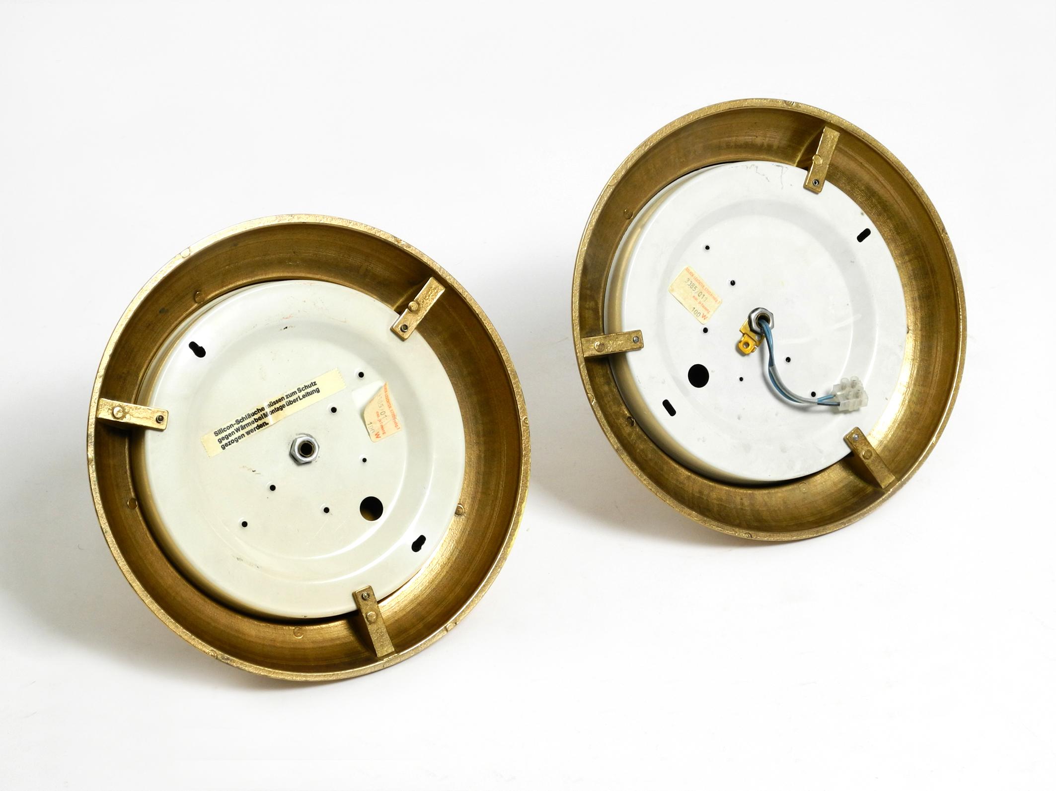 Pair of 1960s Space Age Round Brass and Metal Wall or Ceiling Lamps by Sölken 5