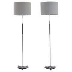 Pair of 1960s Spanish Chrome and Metal Floor Lamps