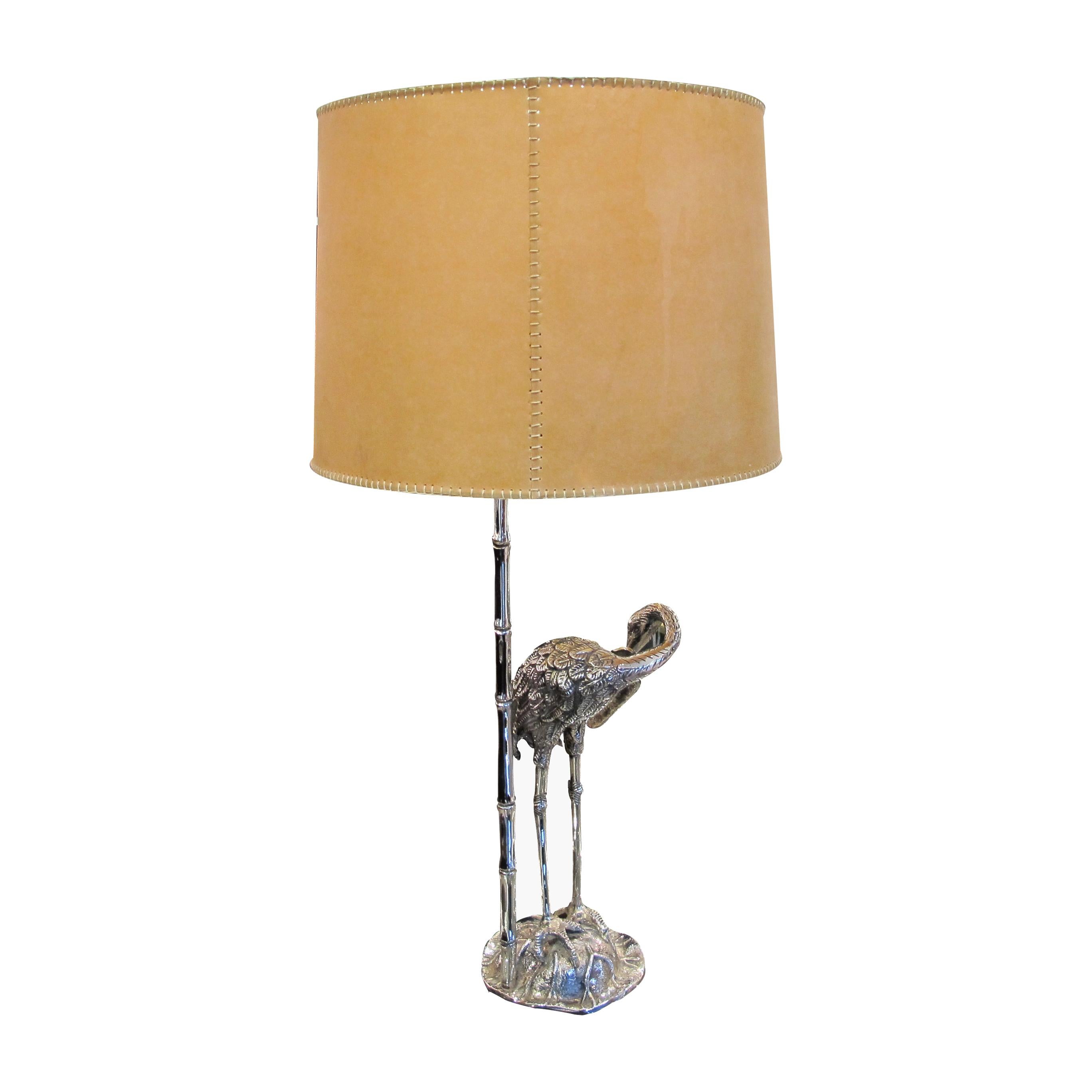 Pair of 1960s Spanish Silver Plated Bronze Heron Table Lamps by Valenti In Good Condition In London, GB