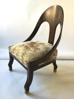 Pair of 1960s Spoon Back Chairs with Brass Ball Feet