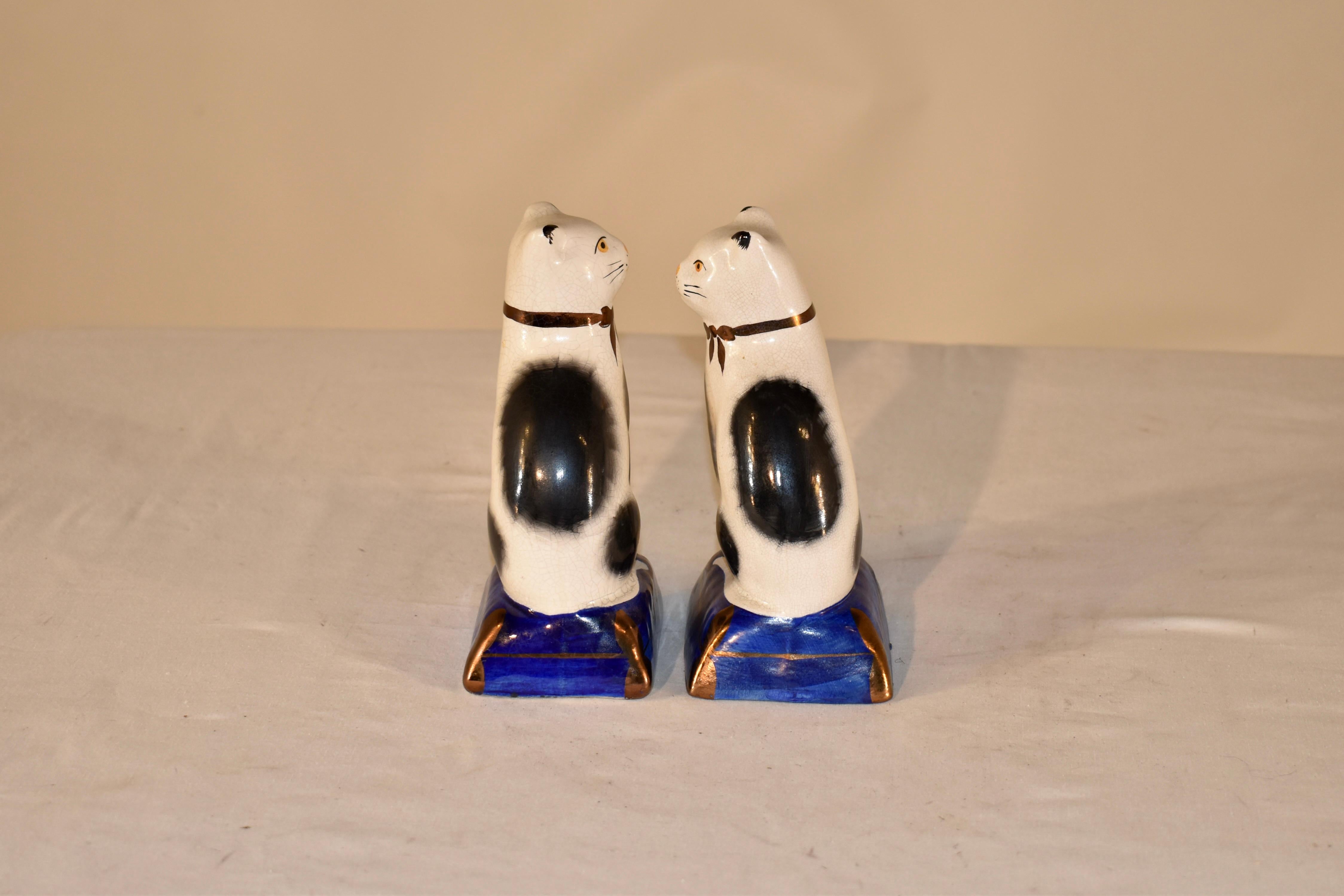 Mid-20th Century Pair of 1960's Staffordshire Cat Figures