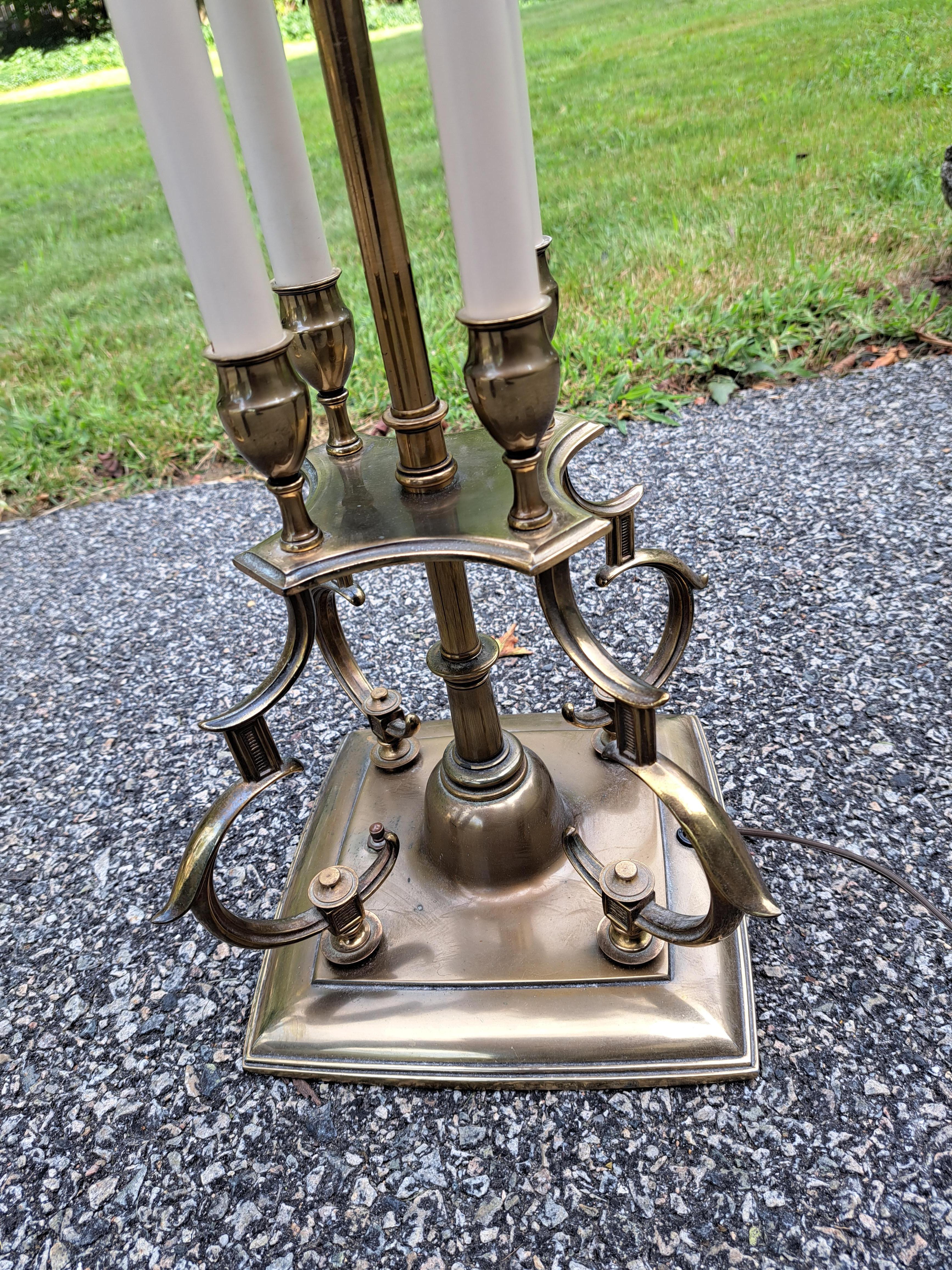 Pair of 1960's Stiffel Brass Art Deco Table Lamps  In Good Condition For Sale In Weymouth, MA