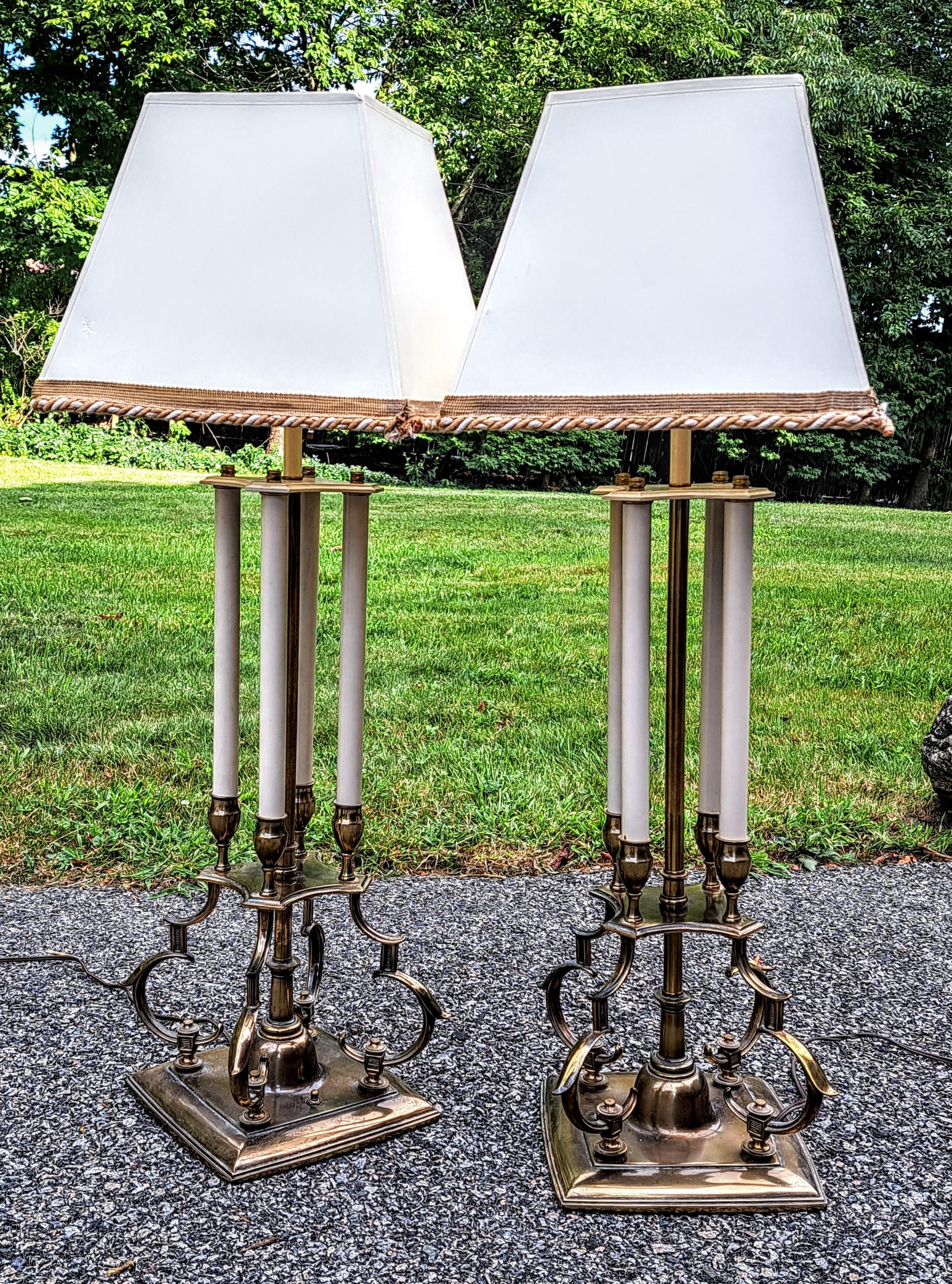 20th Century Pair of 1960's Stiffel Brass Art Deco Table Lamps  For Sale