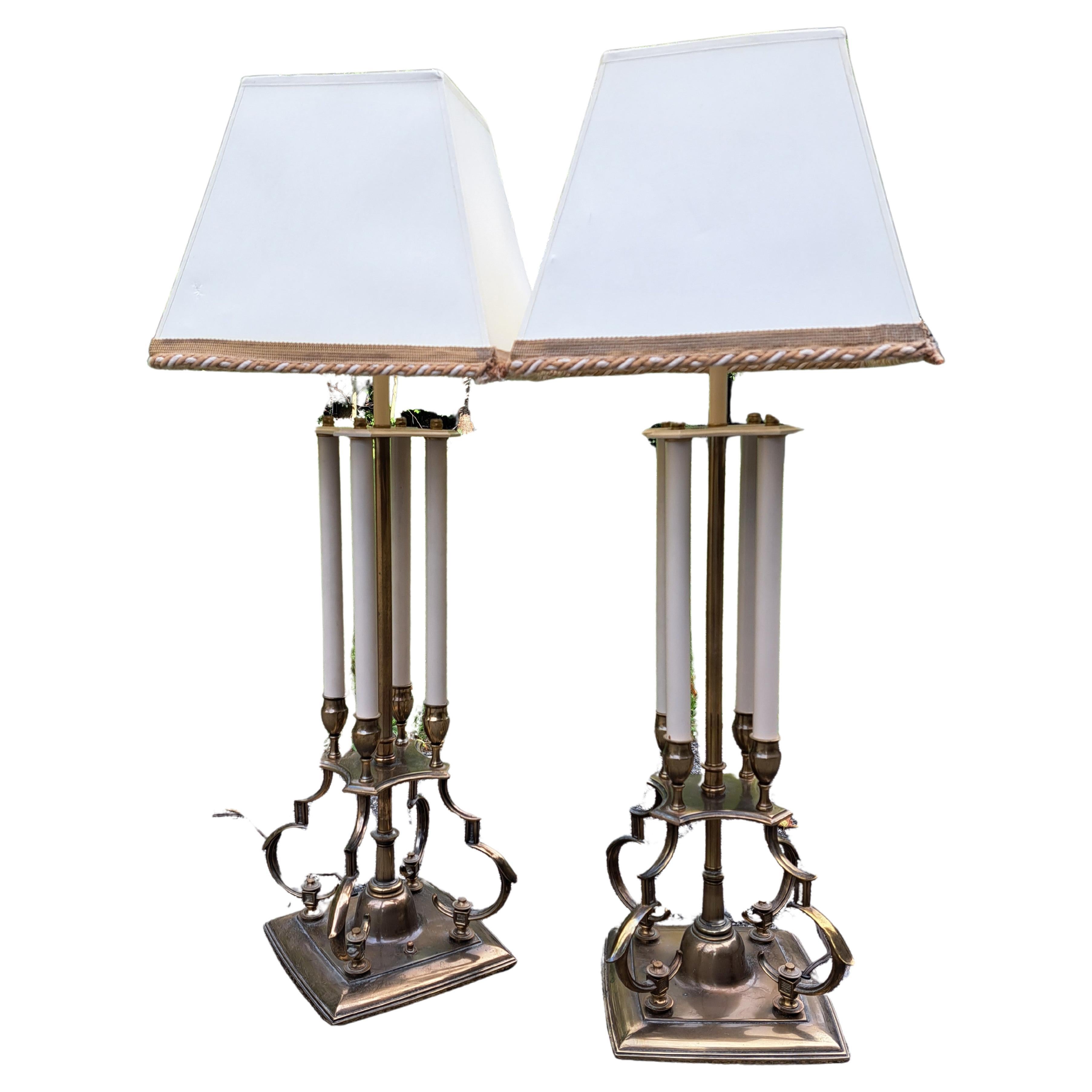 Pair of 1960's Stiffel Brass Art Deco Table Lamps 