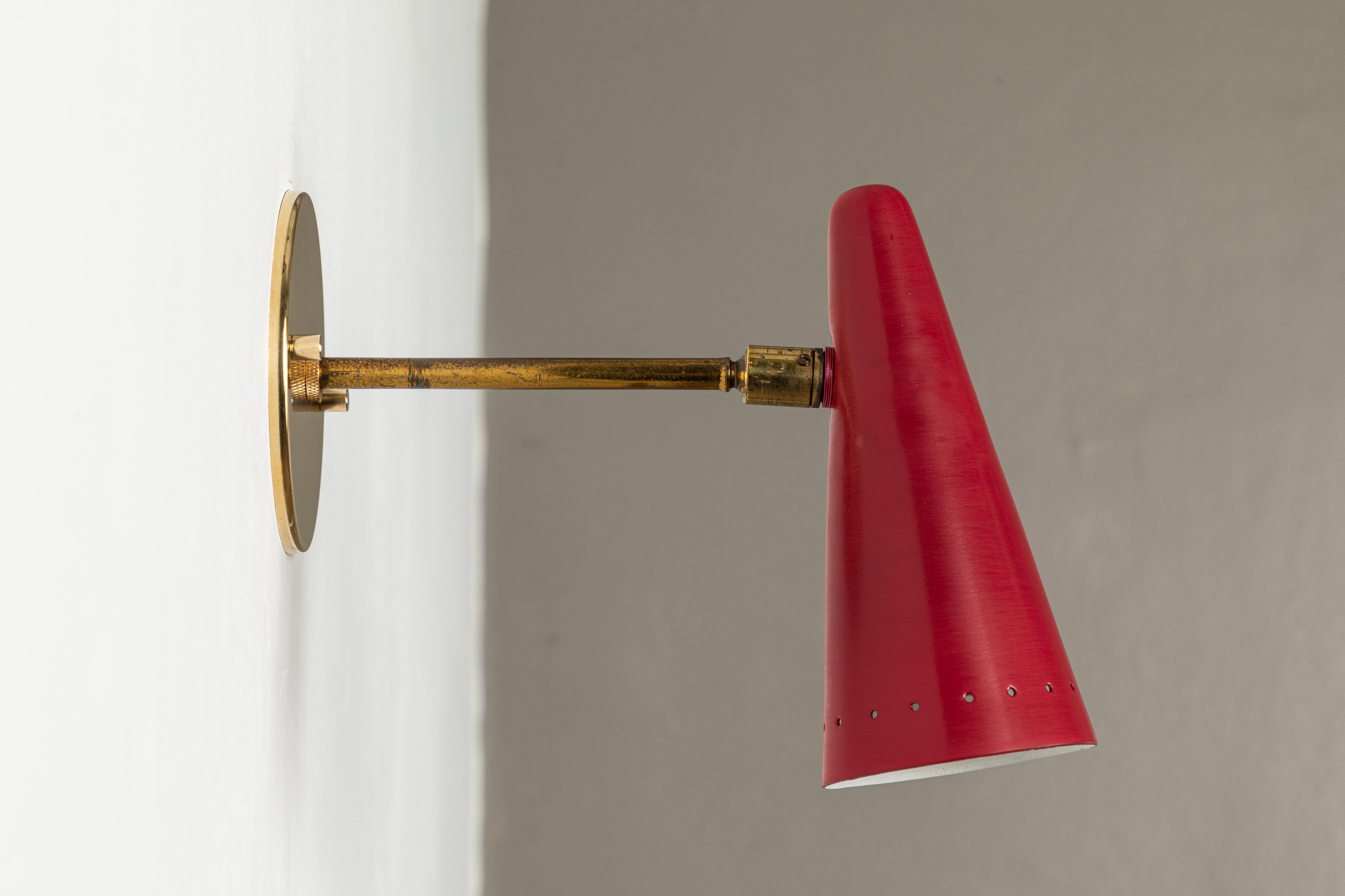 Pair of 1960s Stilux Articulating Red Cone Sconces 2