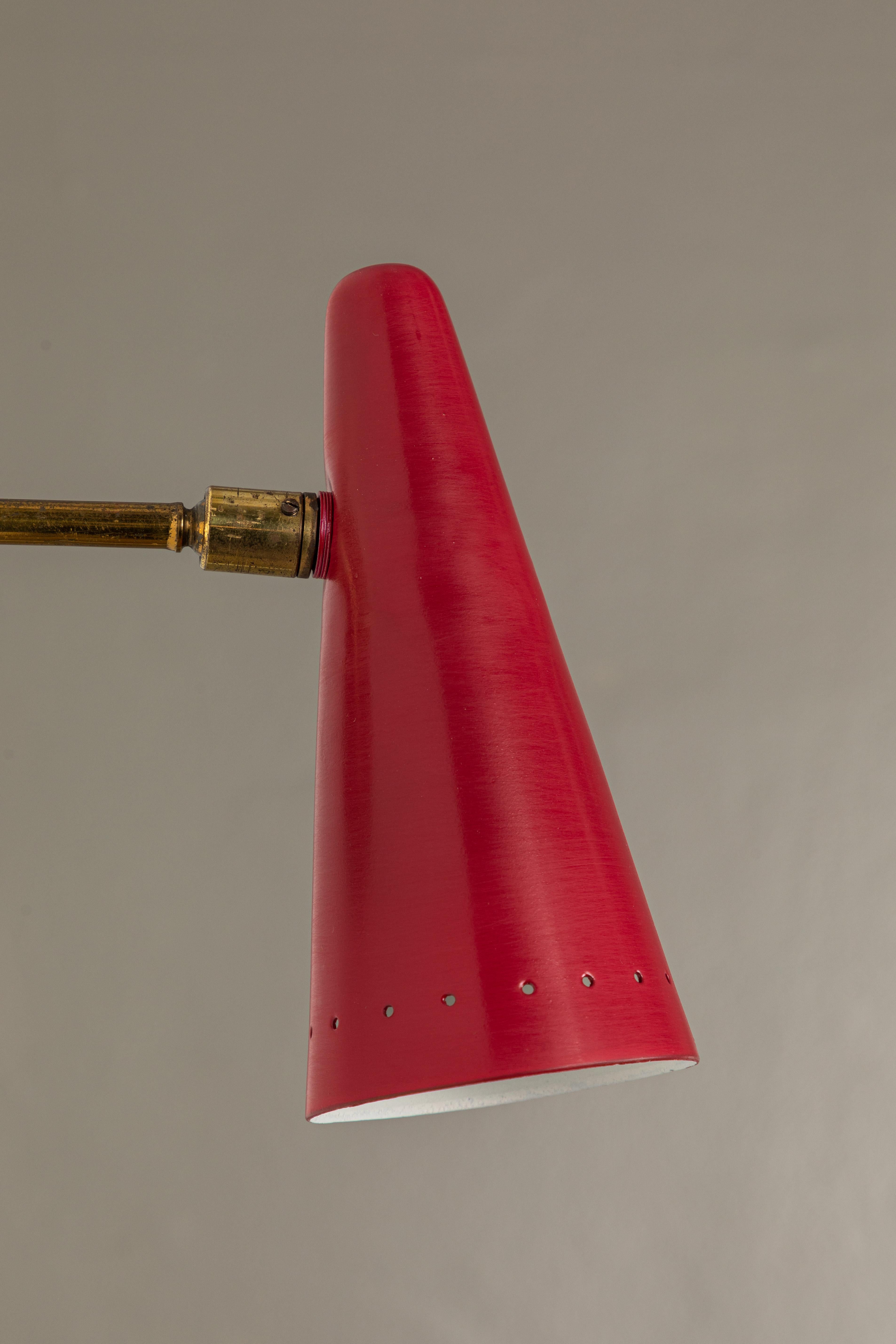 Pair of 1960s Stilux Articulating Red Cone Sconces 7