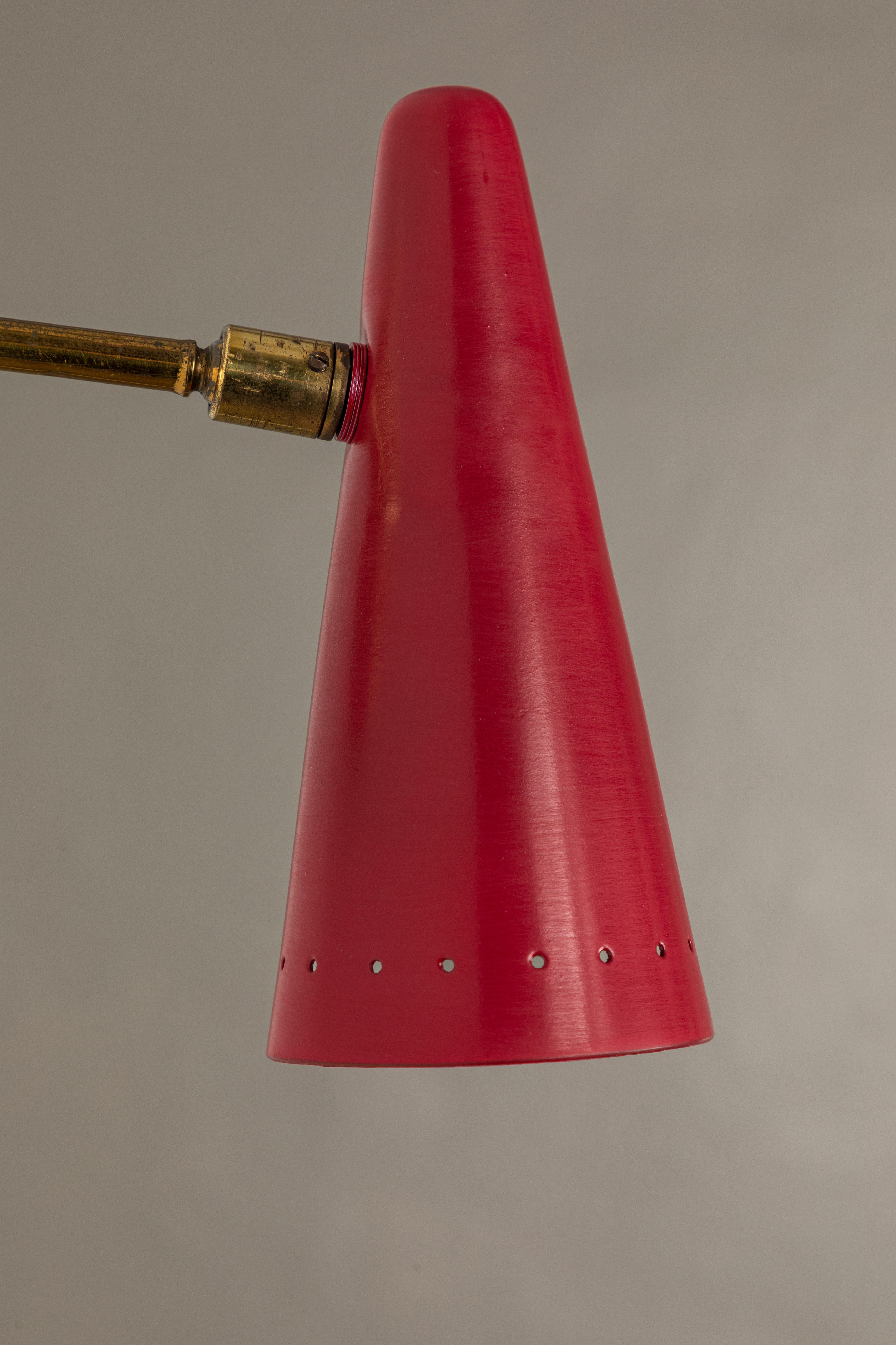 Pair of 1960s Stilux Articulating Red Cone Sconces 9