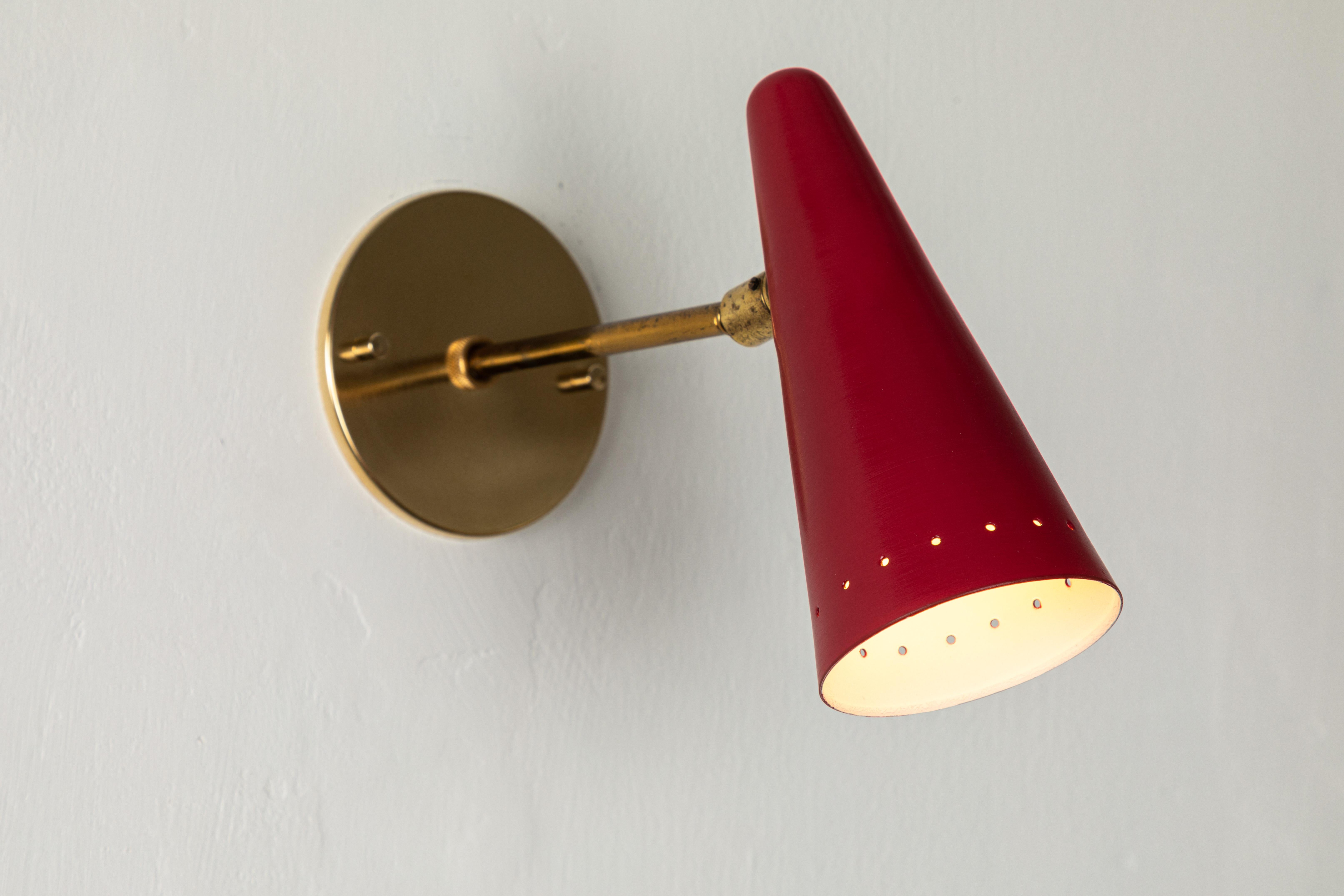 Mid-Century Modern Pair of 1960s Stilux Articulating Red Cone Sconces