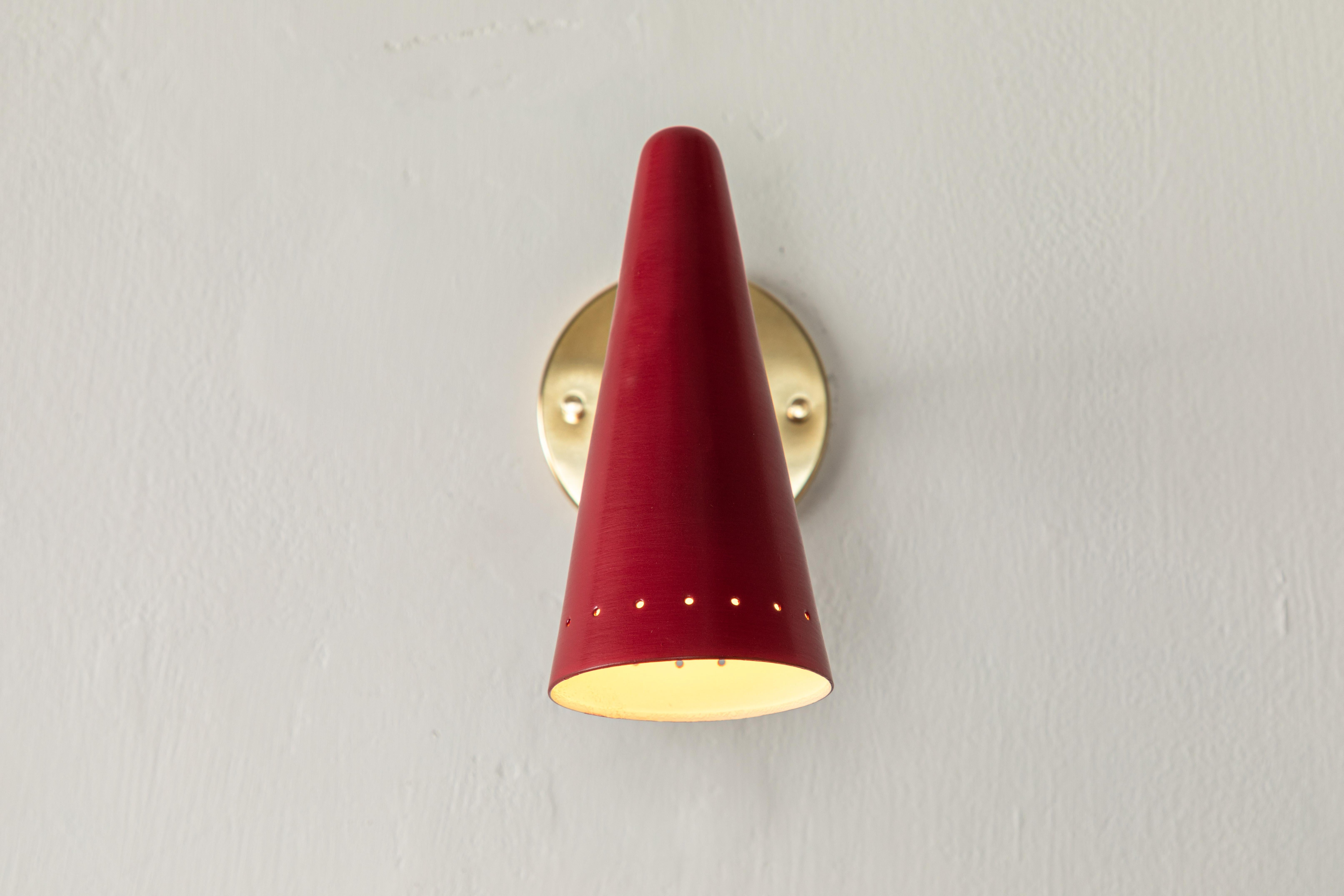 Mid-20th Century Pair of 1960s Stilux Articulating Red Cone Sconces