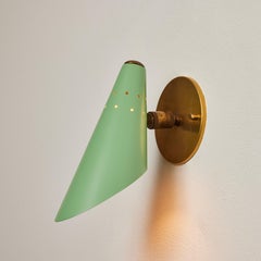 Pair of 1960s Stilux Milano Perforated Green & Brass Articulating Sconces