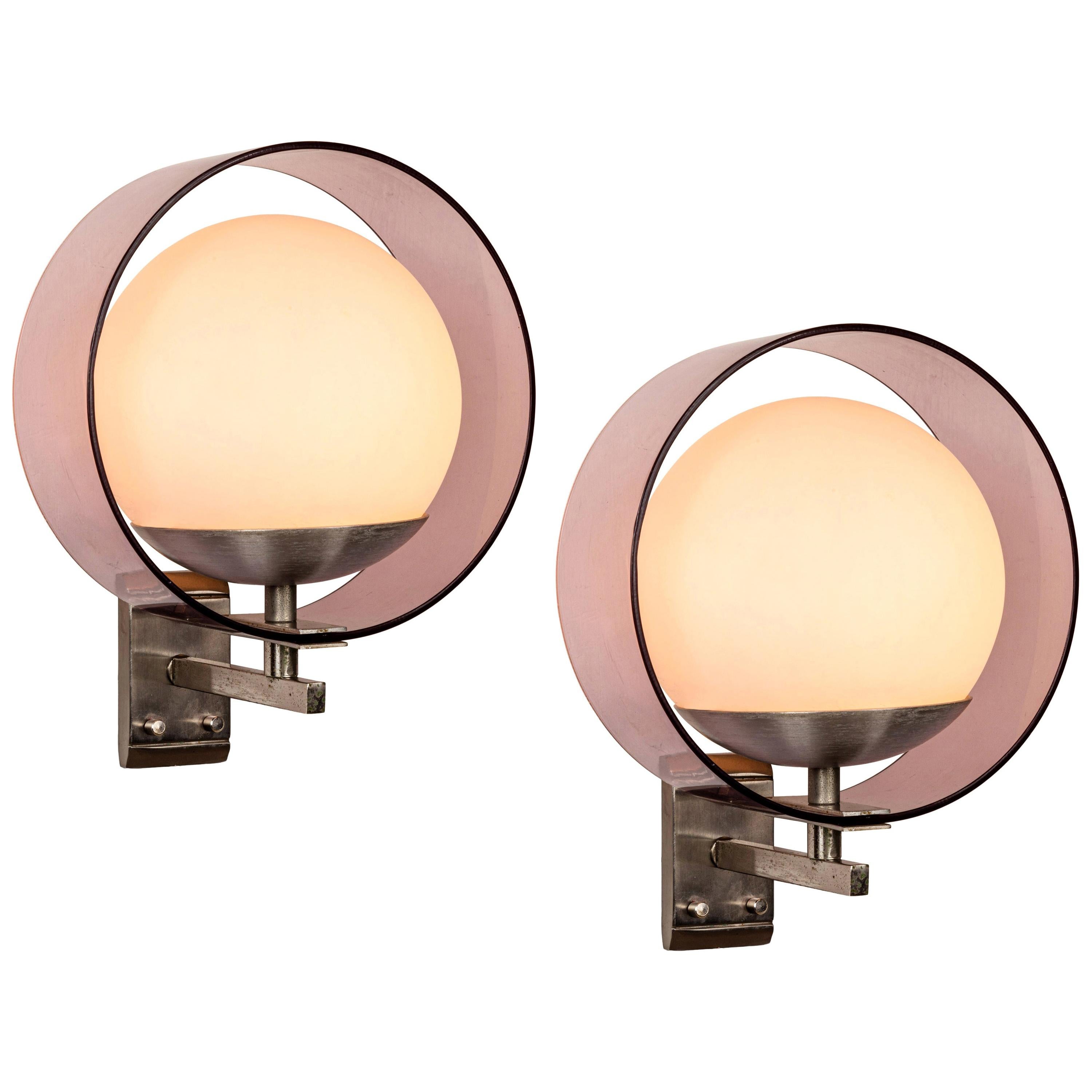 Pair of 1960s Stilux Milano 'Saturno' Wall Lamps