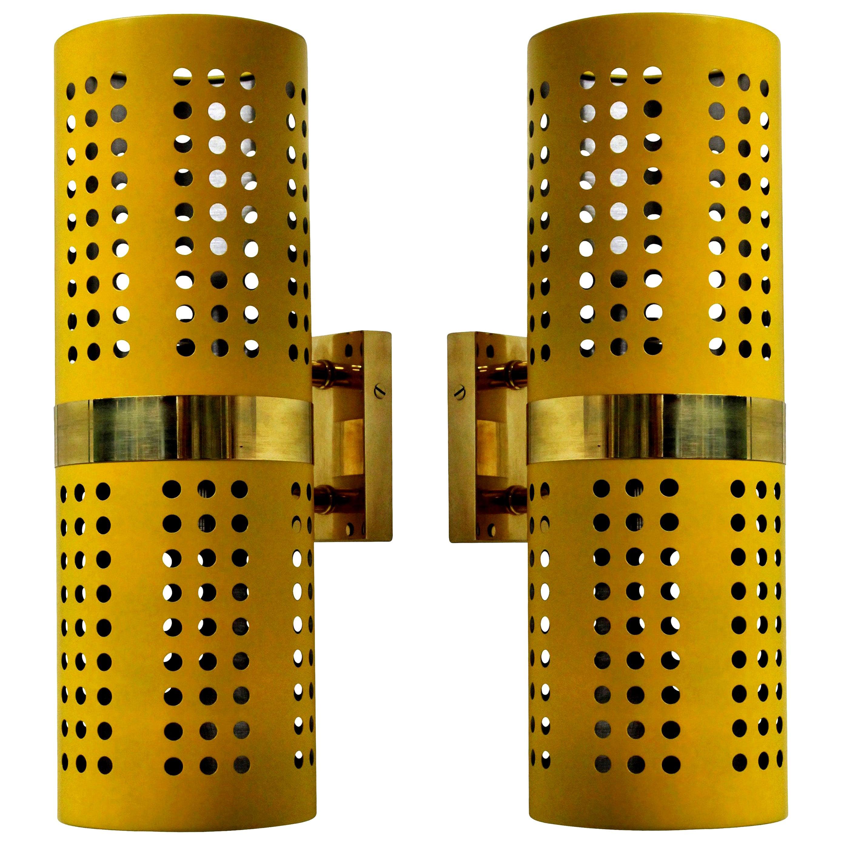 Pair of 1960s Style Wall Lights in Canary Yellow