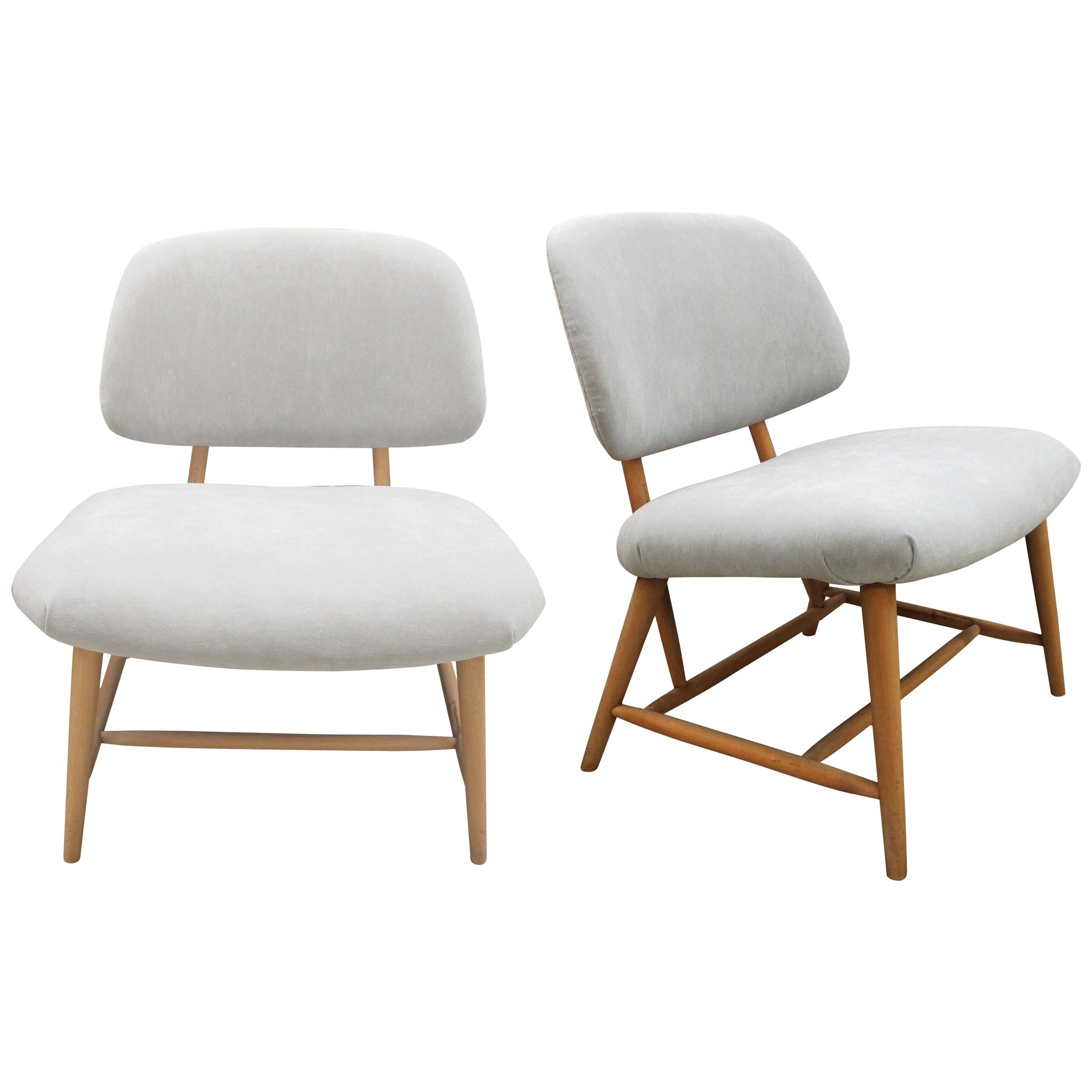 Pair of 1960s Swedish Alf Svensson Occasional Lounge Chairs Newly Reupholstered