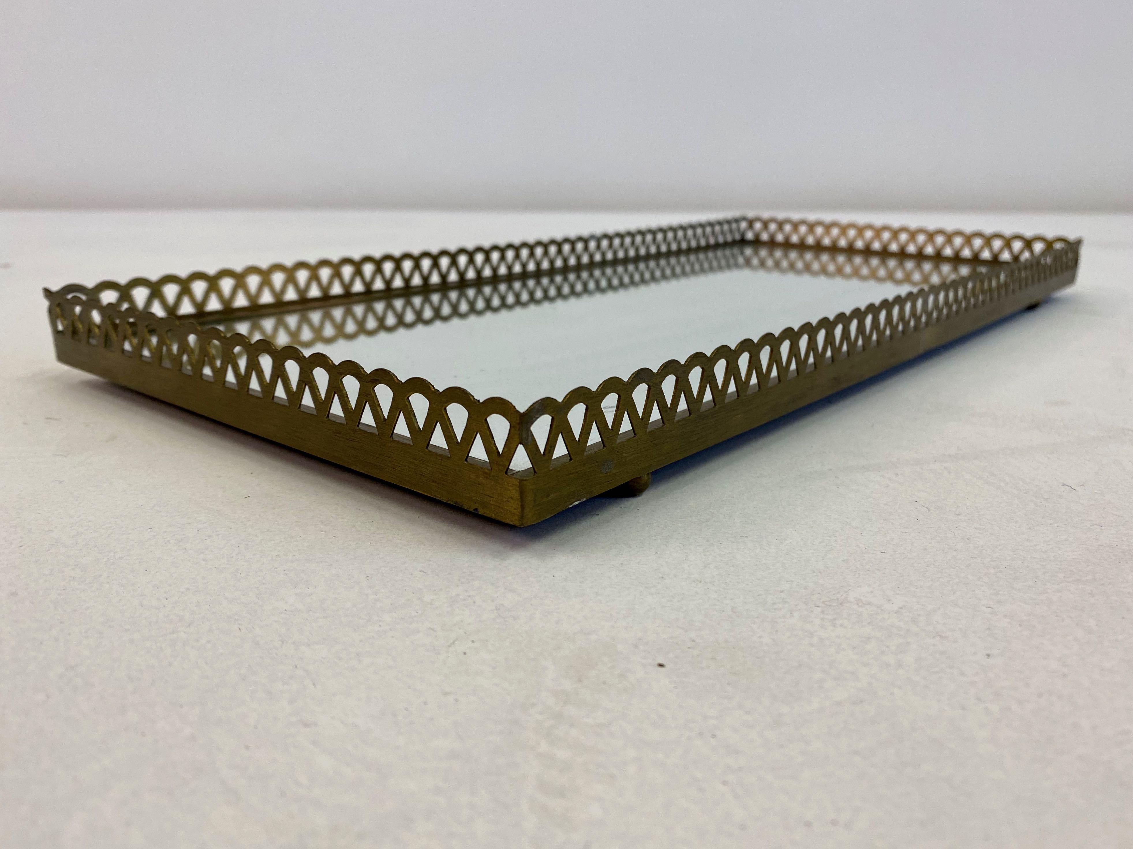 Pair of 1960s Swedish Brass Mirrored Trays or Plateaus In Good Condition In London, London
