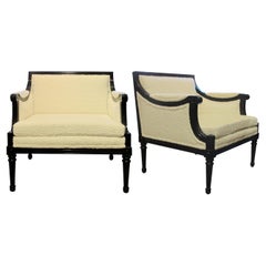 Pair of  1960s Swedish Gustavian Style Armchairs Newly Upholstered 