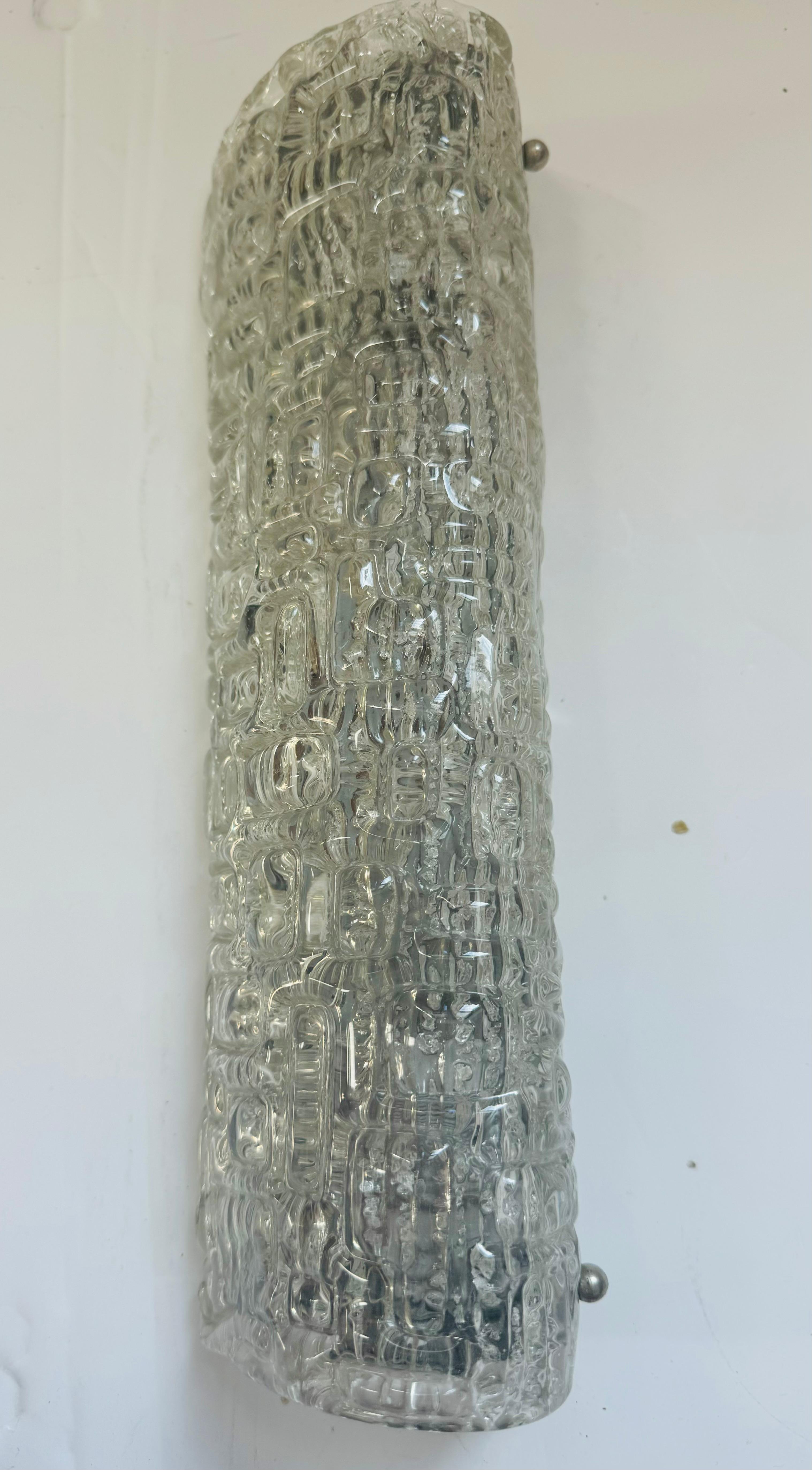 Mid-Century Modern Pair of 1960s Swedish Ice Crystal Mid Century Wall Lamps For Sale
