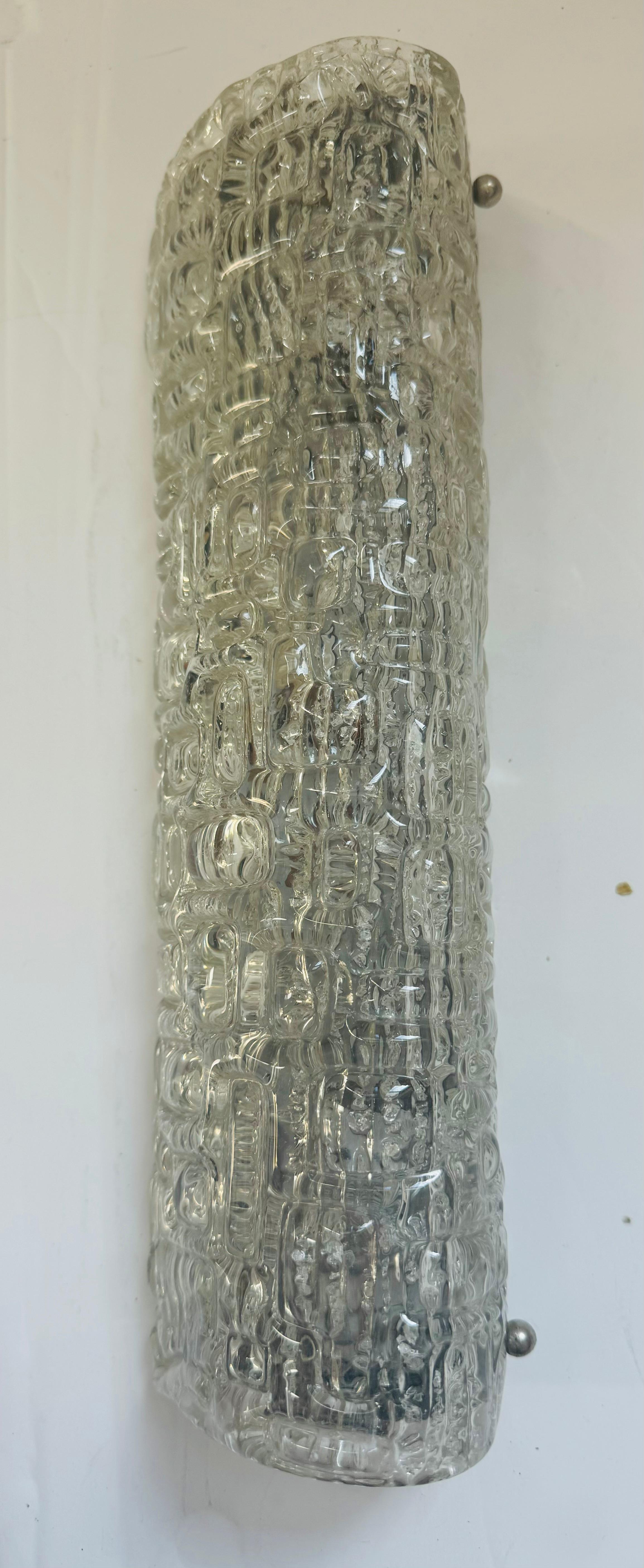 Pair of 1960s Swedish Ice Crystal Mid Century Wall Lamps in vendita 1