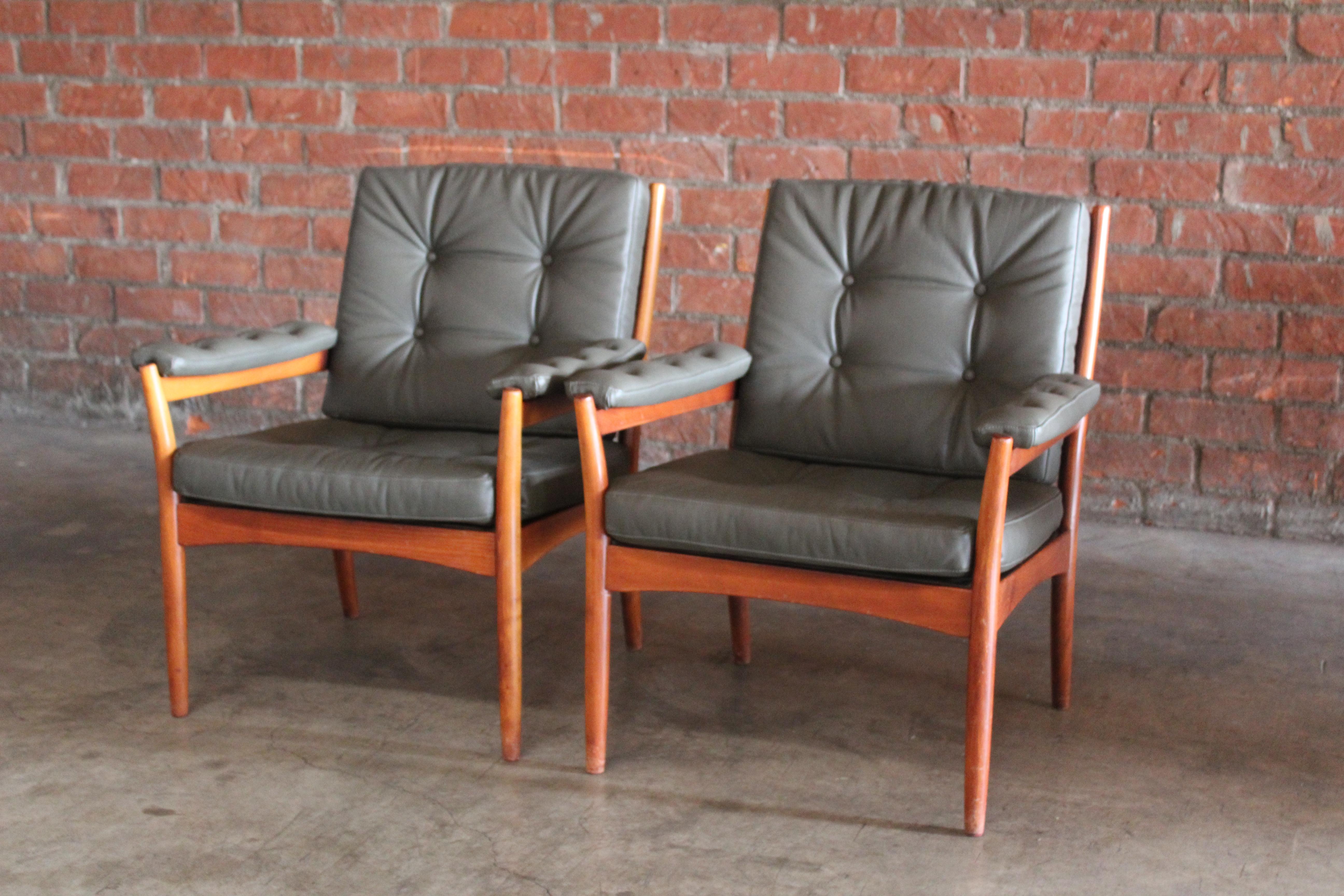 Mid-Century Modern Pair of 1960s Swedish Lounge Chairs