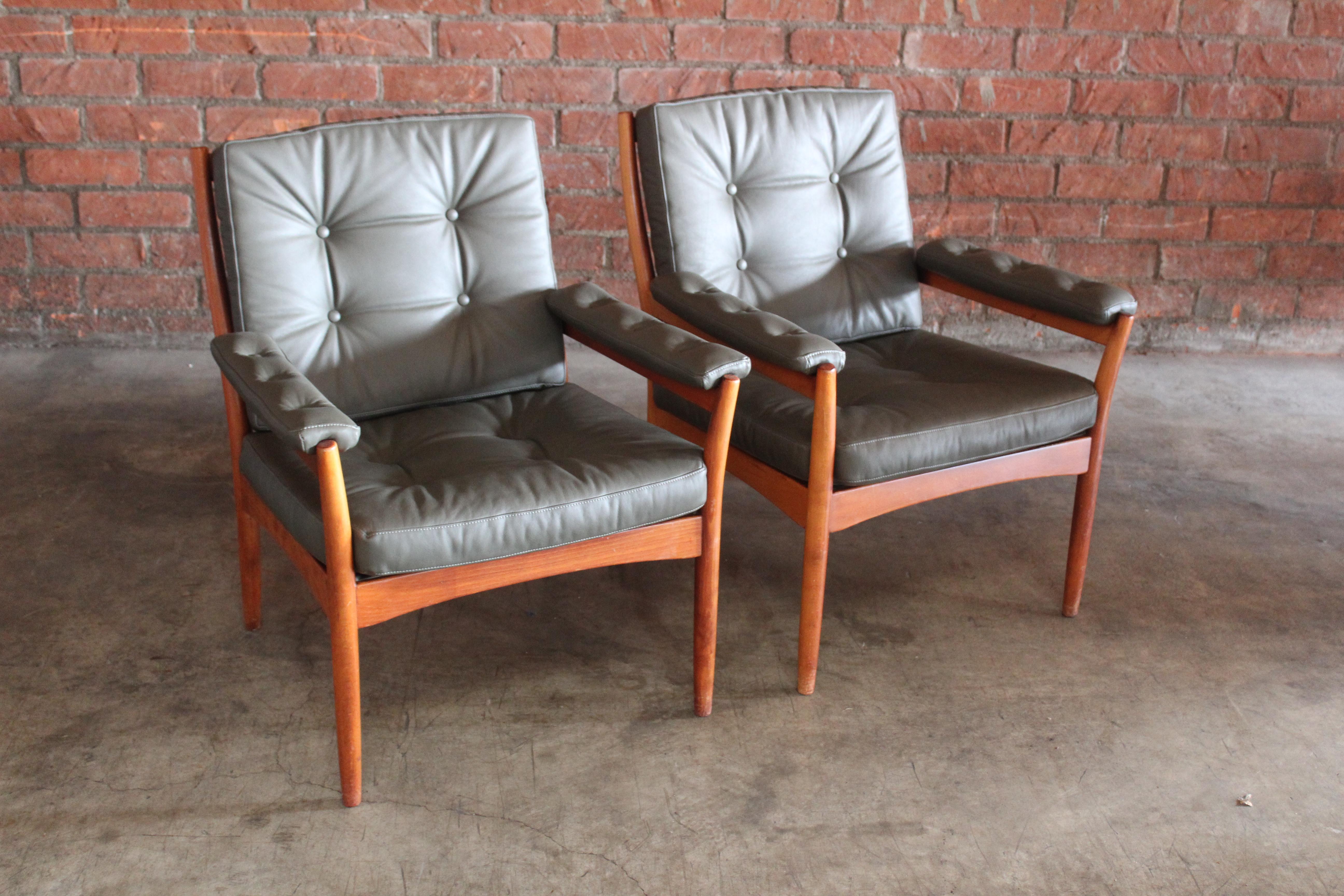 Leather Pair of 1960s Swedish Lounge Chairs