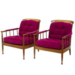 Pair of 1960s Swedish Walnut Ope Mobler Lounge Chairs