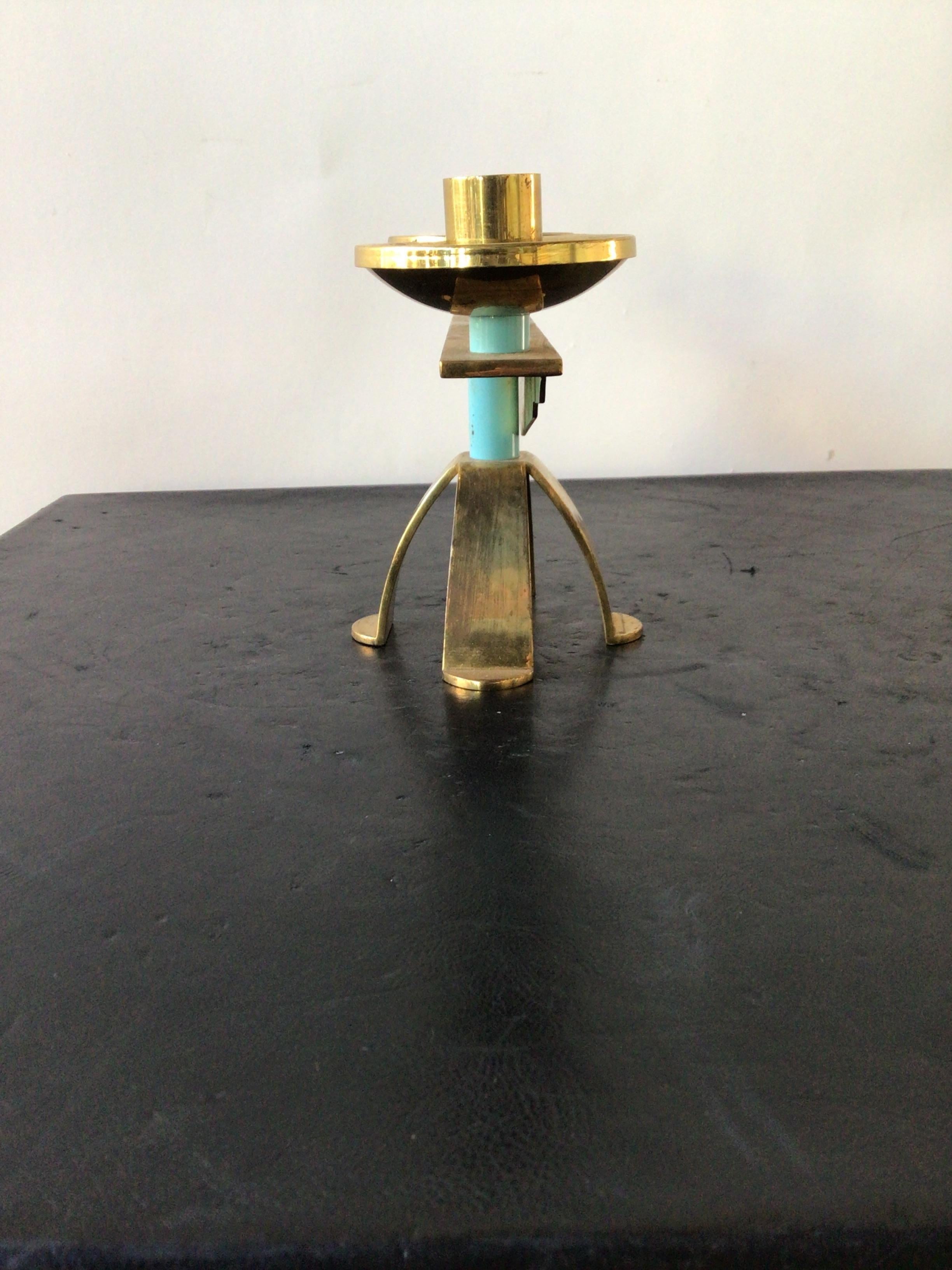 Pair of 1960s Swiss Hand Hammered Brass Candlestick’s For Sale 2
