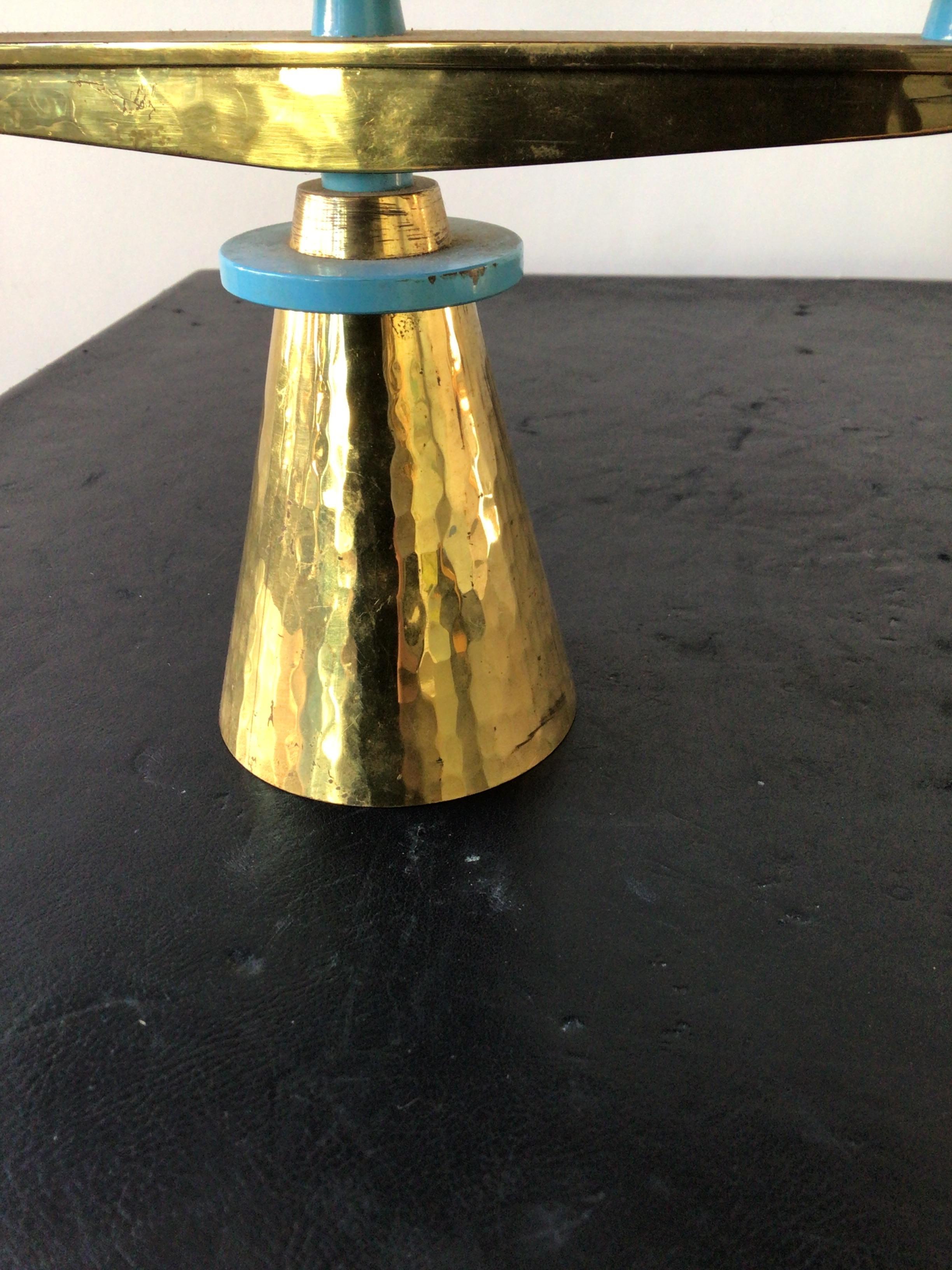 Pair of 1960s Swiss Hand Hammered Brass Candlesticks For Sale 6
