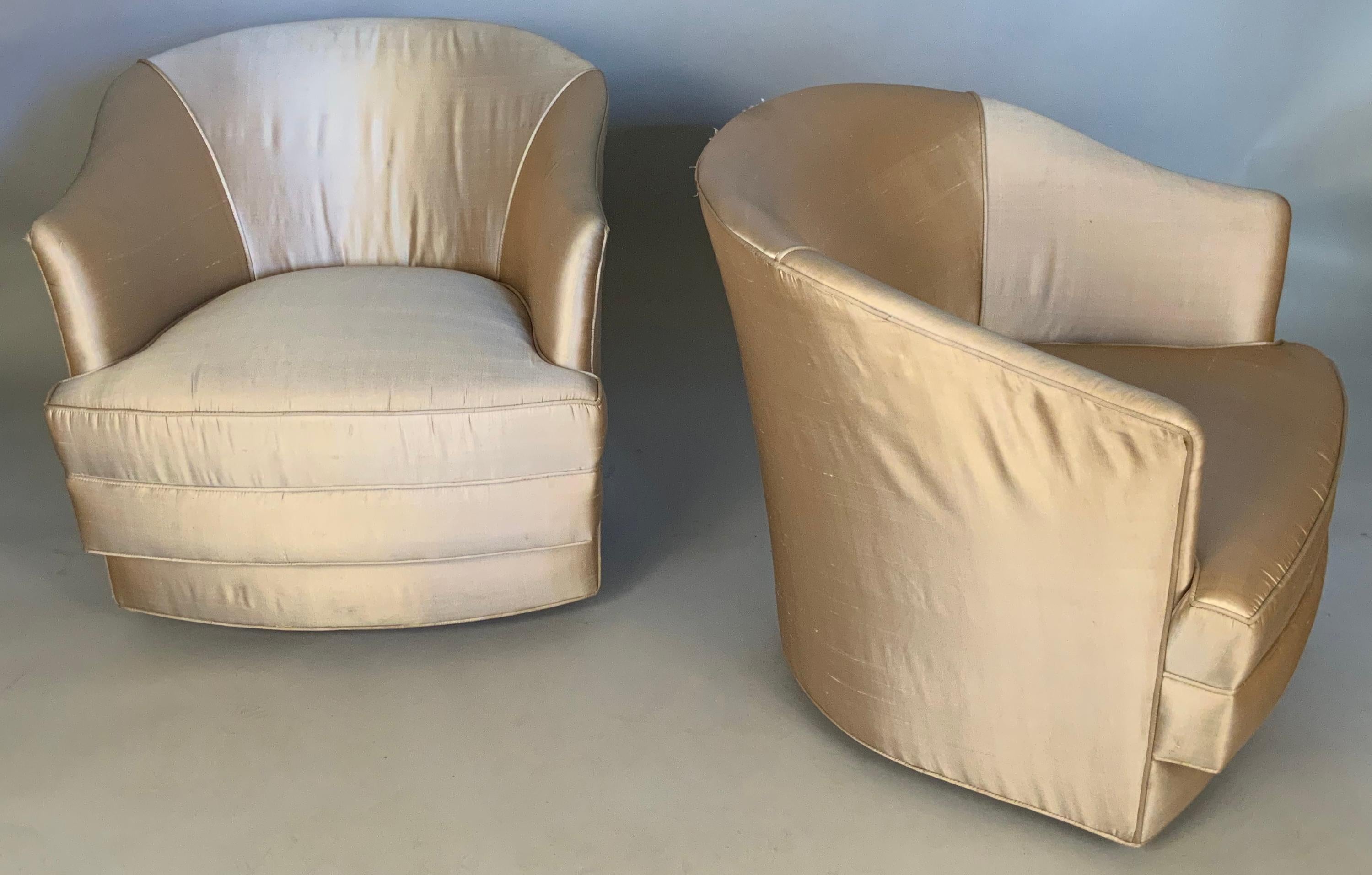 American Pair of 1960's Swivel Lounge Chairs by John Stuart