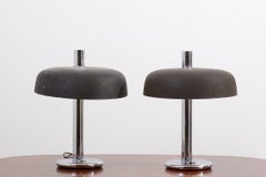 Mid-Century Modern Table Lamps, Polished Steel Base, 1960s Pair
